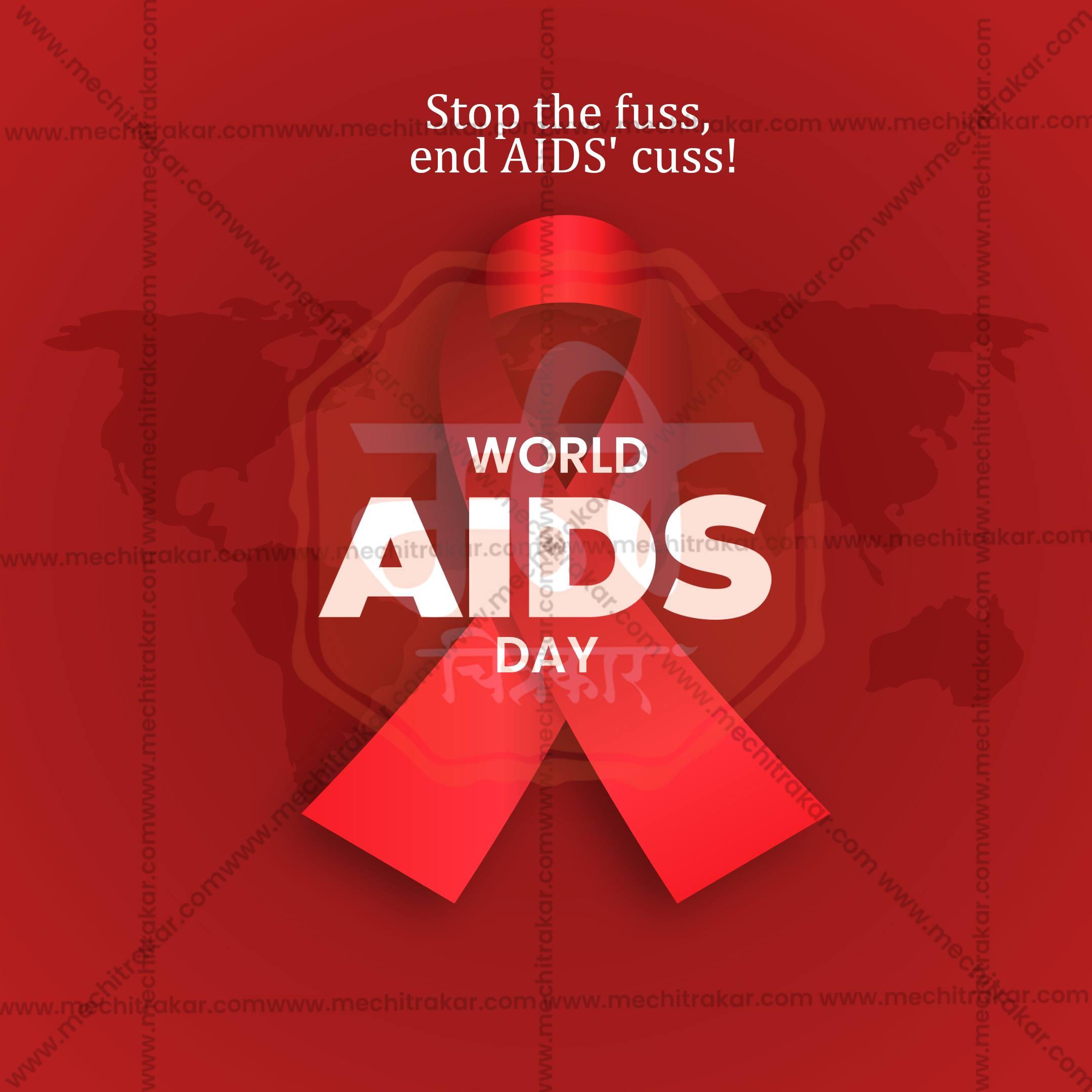 Professional World AIDS Day Template Design in Marathi, Hindi, and English - High-Quality Editable PSD and JPG by Me Chitrakar