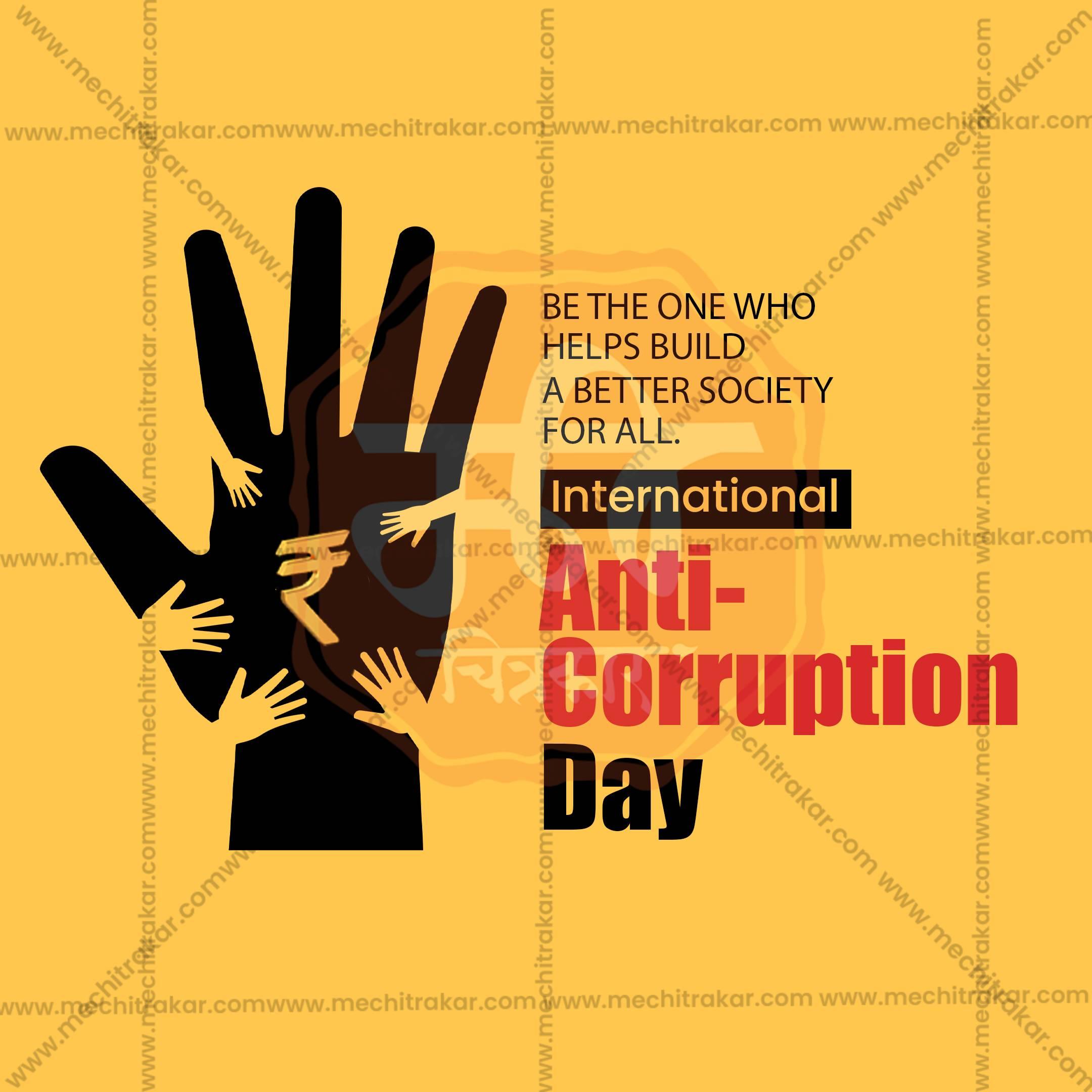 Professional International Anti-Corruption Day Marathi Template Design in Marathi, Hindi, and English - High-Quality Editable PSD and JPG by Me Chitrakar