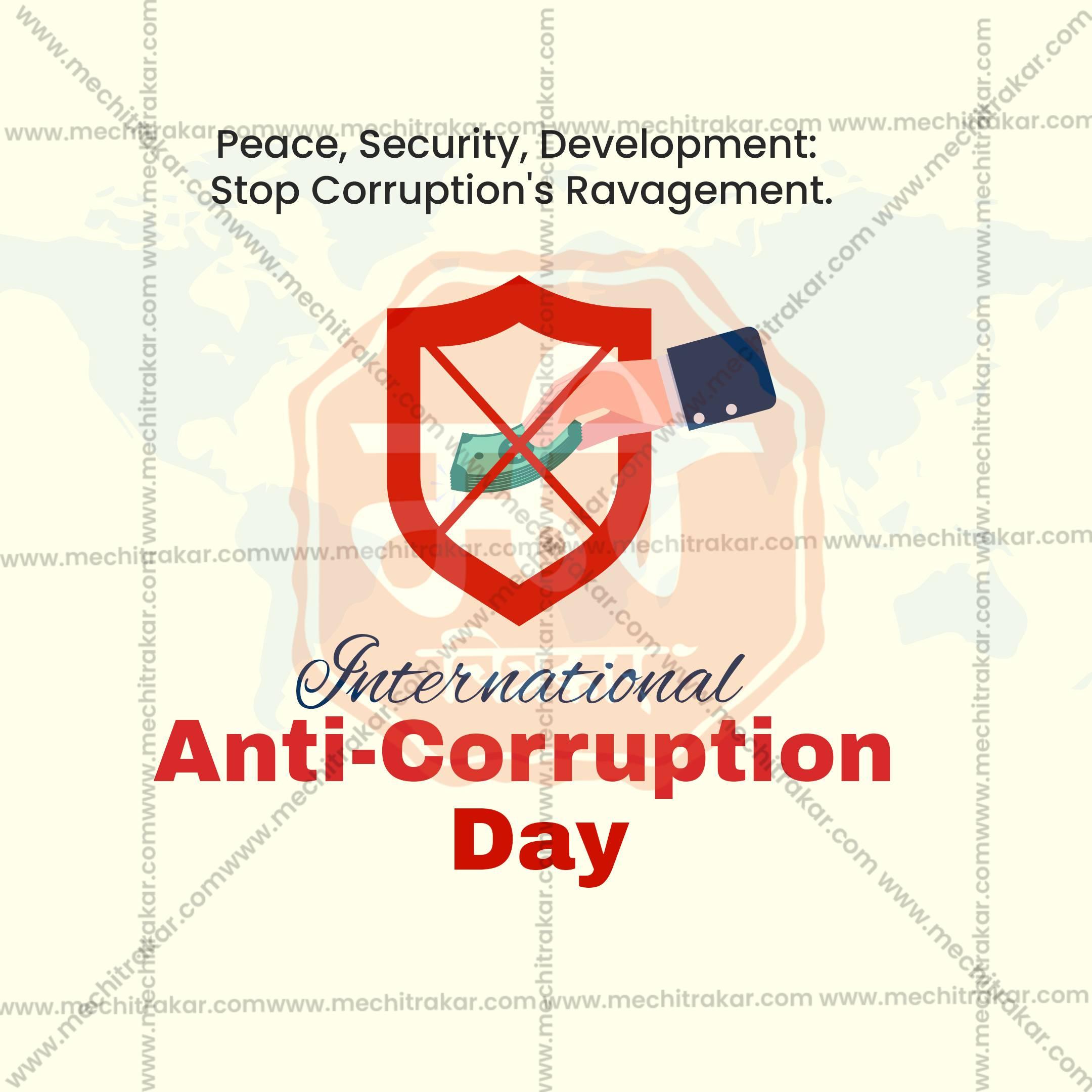 High-Quality International Anti-Corruption Day Marathi editable Social Media Post in Marathi, Hindi, and English - PSD and JPG by Me Chitrakar