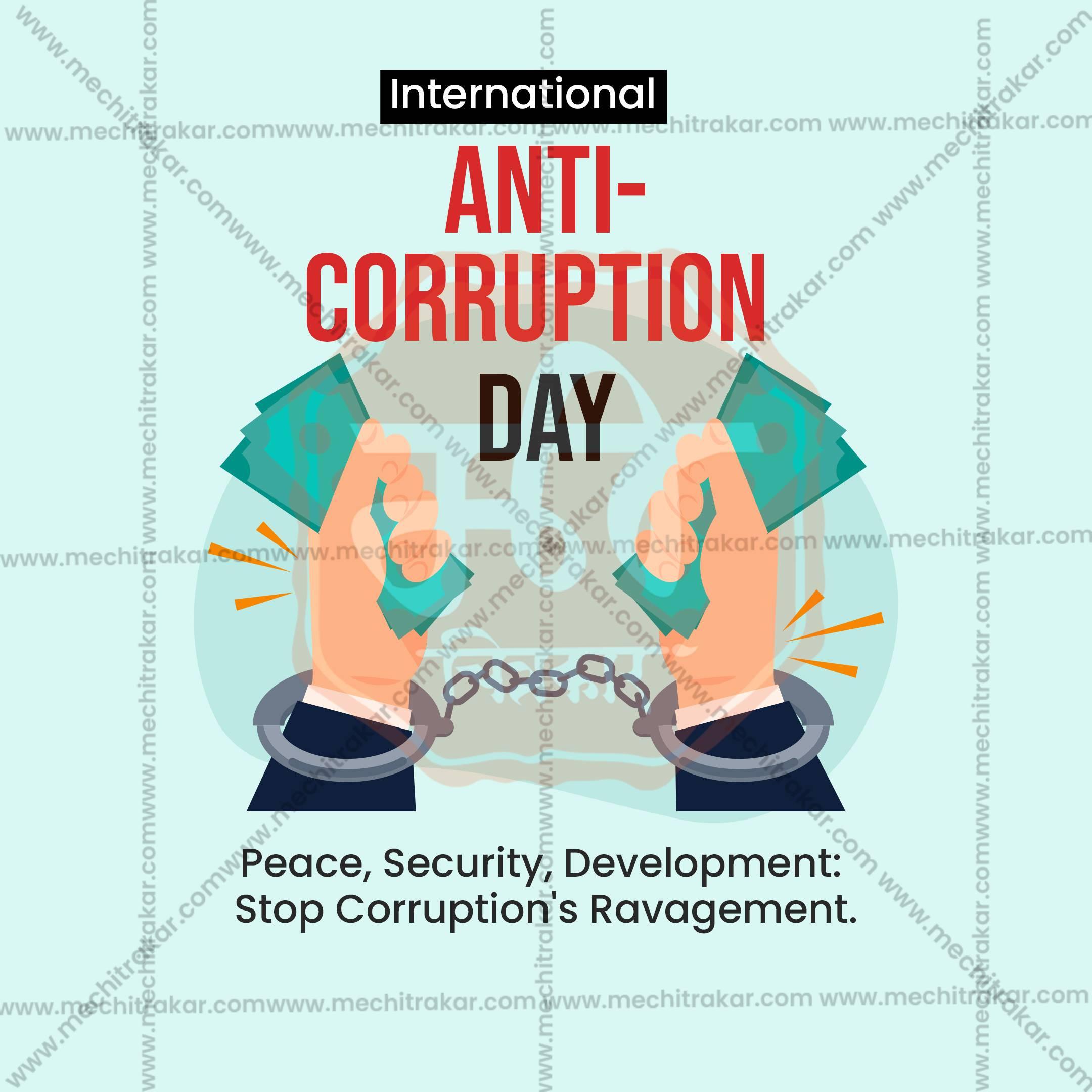 Beautiful International Anti-Corruption Day Marathi Event Poster in Marathi, Hindi, and English - High-Quality Editable PSD and JPG by Me Chitrakar