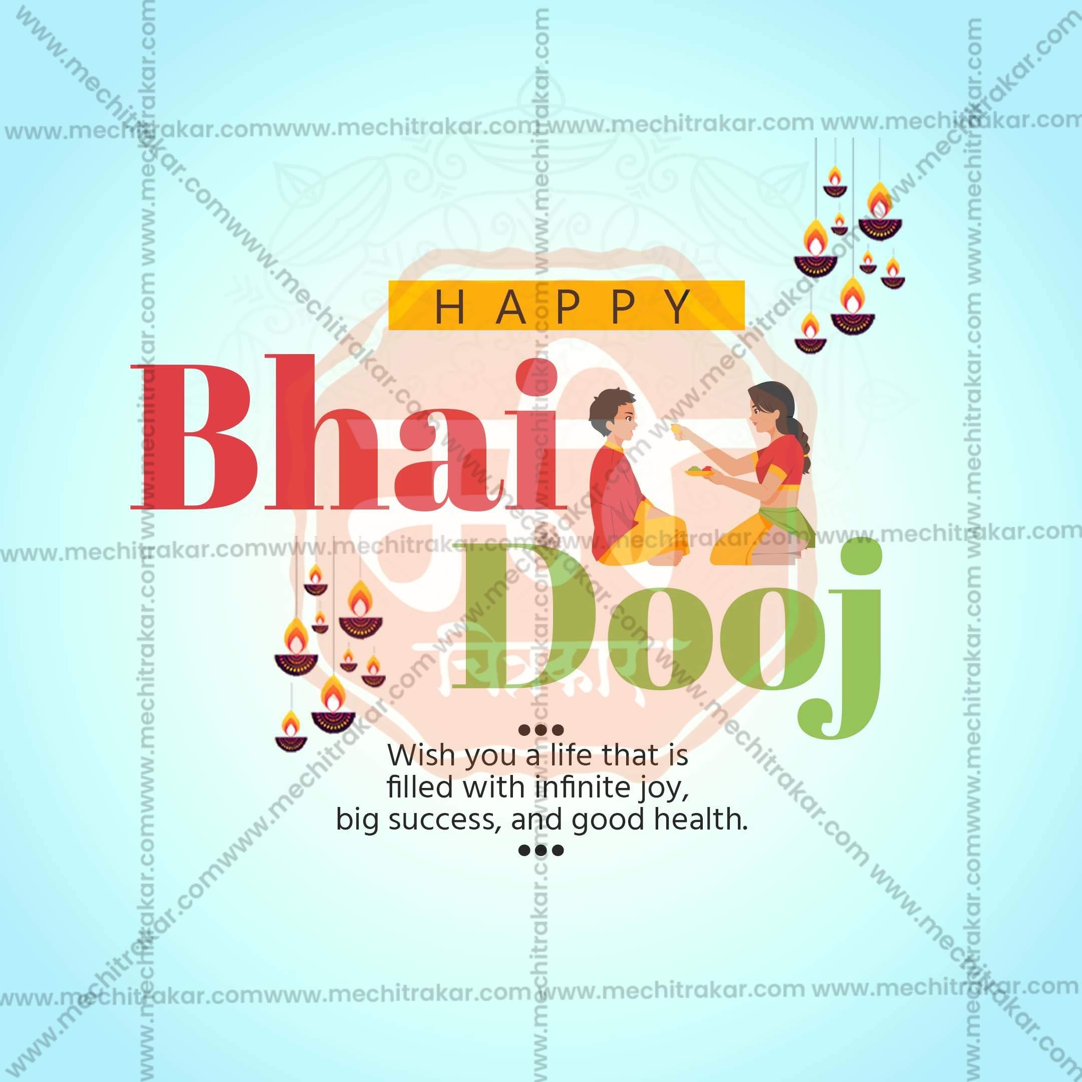 Creative Bhai Dooj, Bhaubeej editable Poster in Marathi, Hindi, and English - Editable PSD and JPG by Me Chitrakar