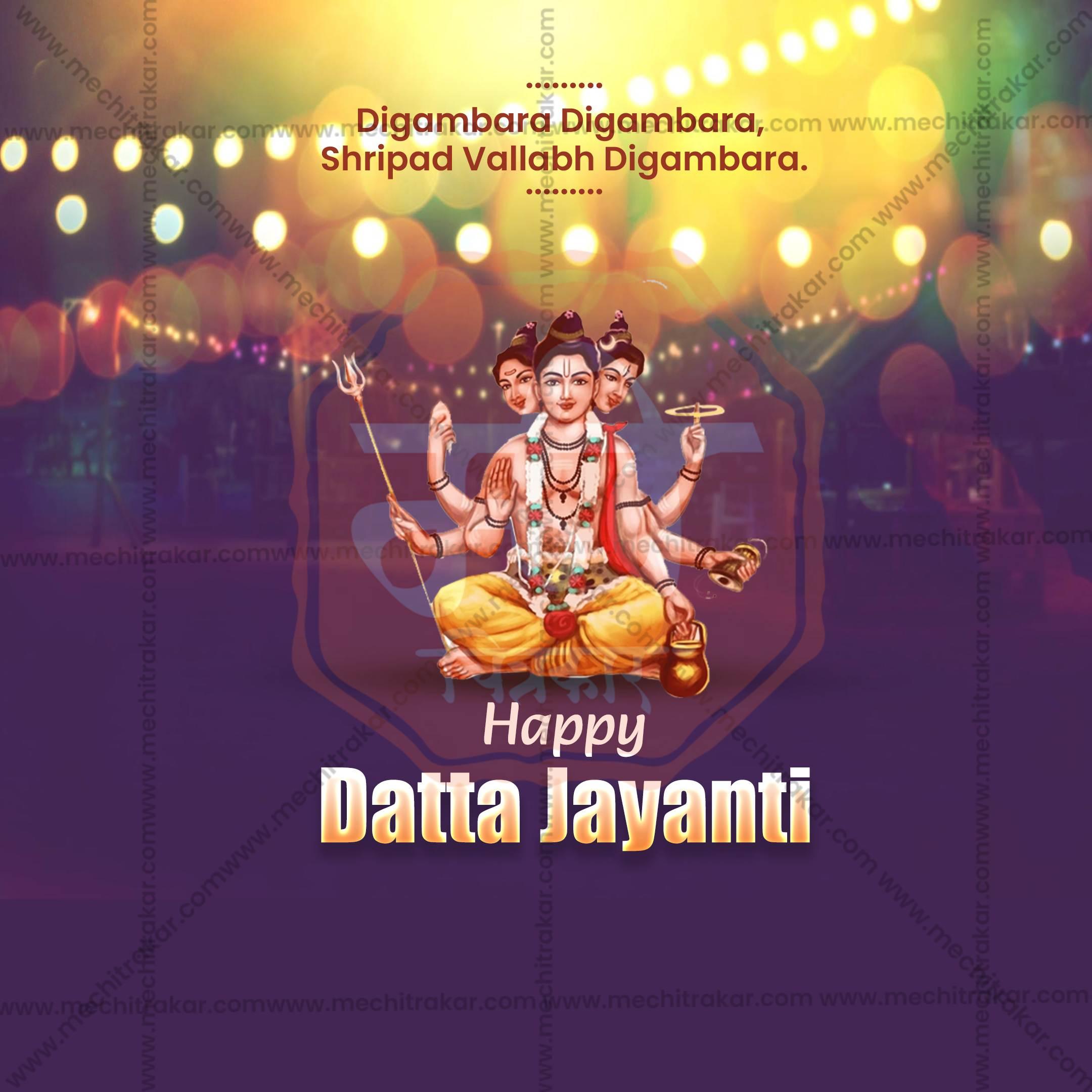 Elegant Datta Jayanti Flyer Design in Marathi, Hindi, and English - High-Quality PSD and JPG by Me Chitrakar