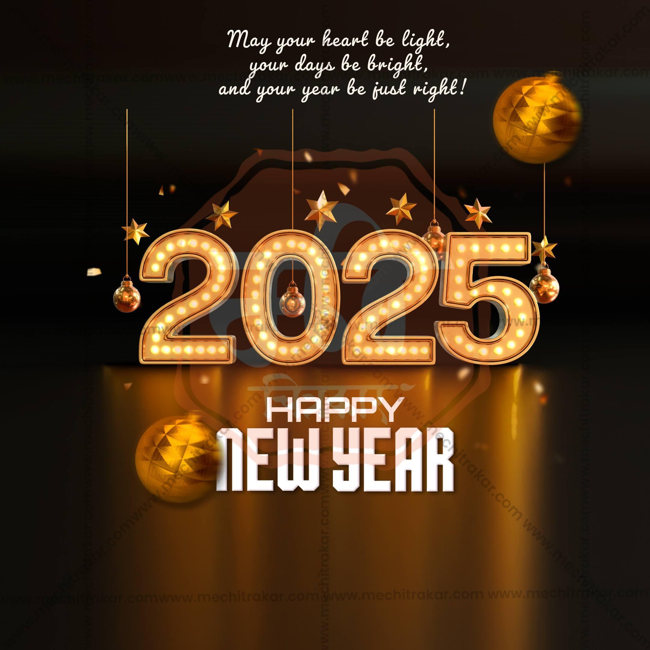 High-Quality Happy New Year 2025 editable Social Media Post in Marathi, Hindi, and English - PSD and JPG by Me Chitrakar