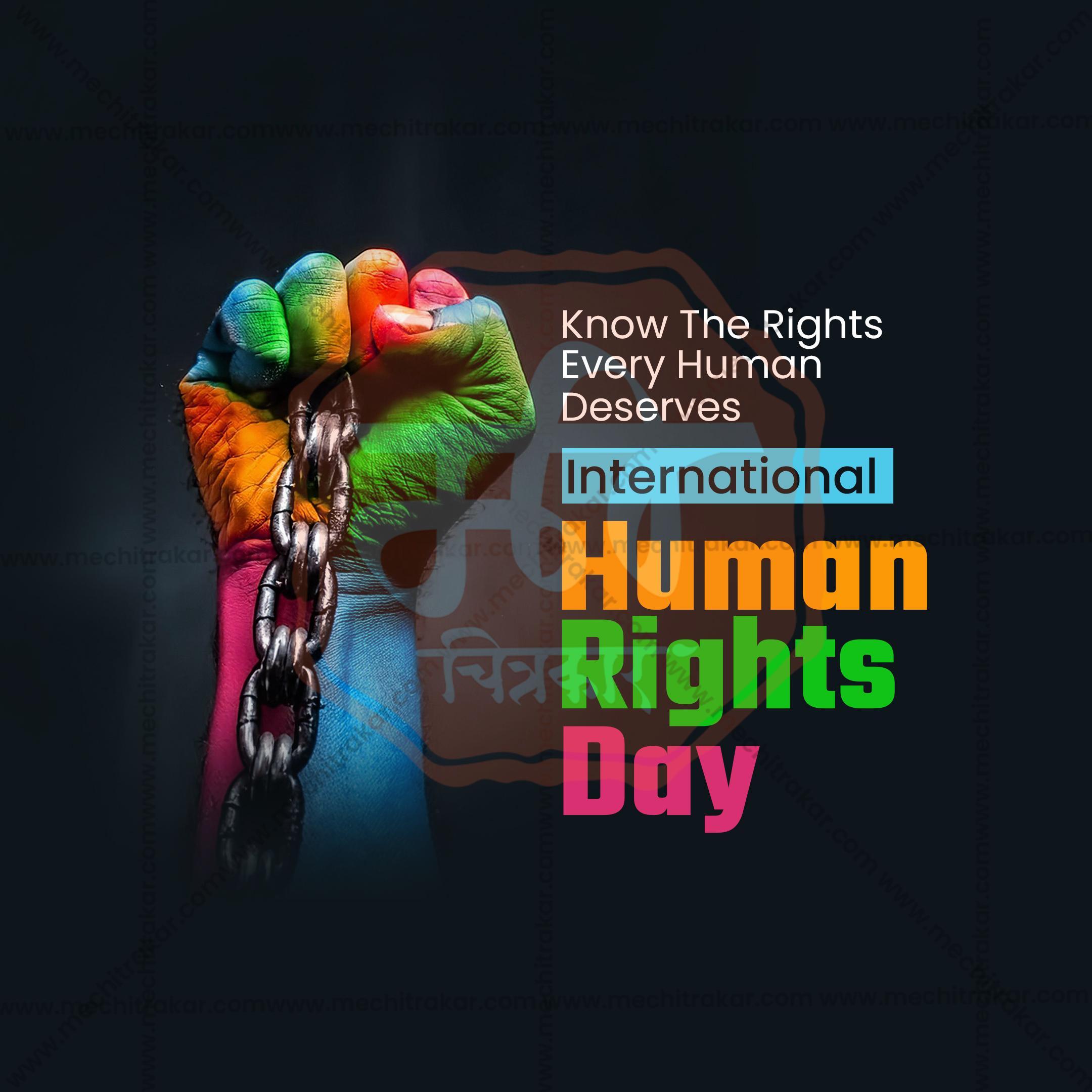 Professional Human Rights Day Marathi Template Design in Marathi, Hindi, and English - High-Quality Editable PSD and JPG by Me Chitrakar