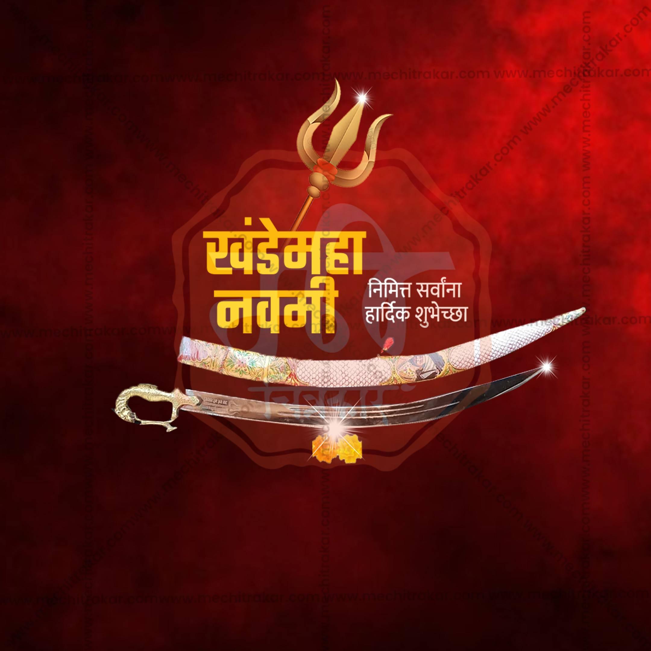 High-Quality KhandeMahanavami Festival Flyer in Marathi, Hindi, and English - Editable PSD and JPG by Me Chitrakar