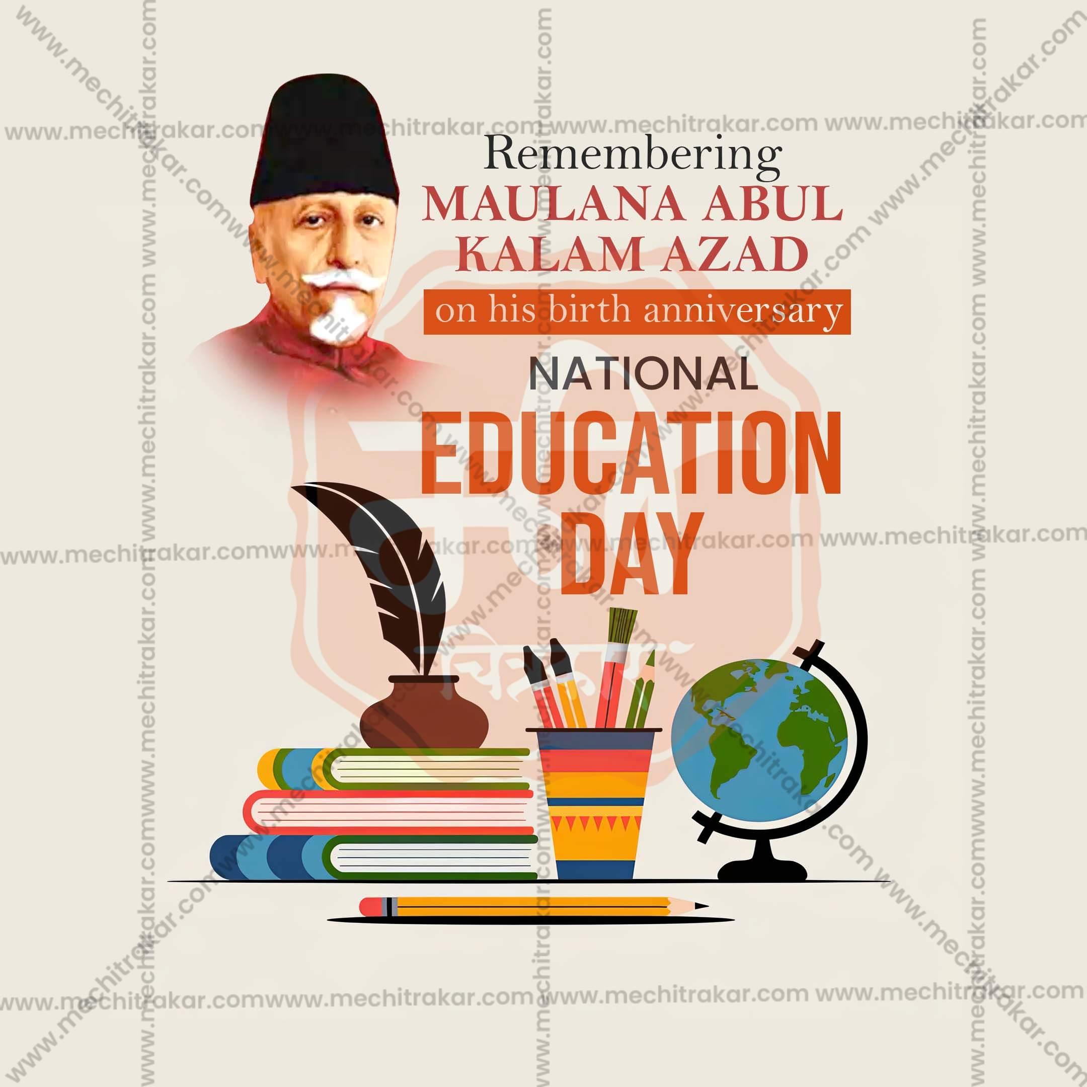 Stunning National Education Day, Rashtriya Shikshan Din editable Banner in Marathi, Hindi, and English - Editable PSD and JPG by Me Chitrakar