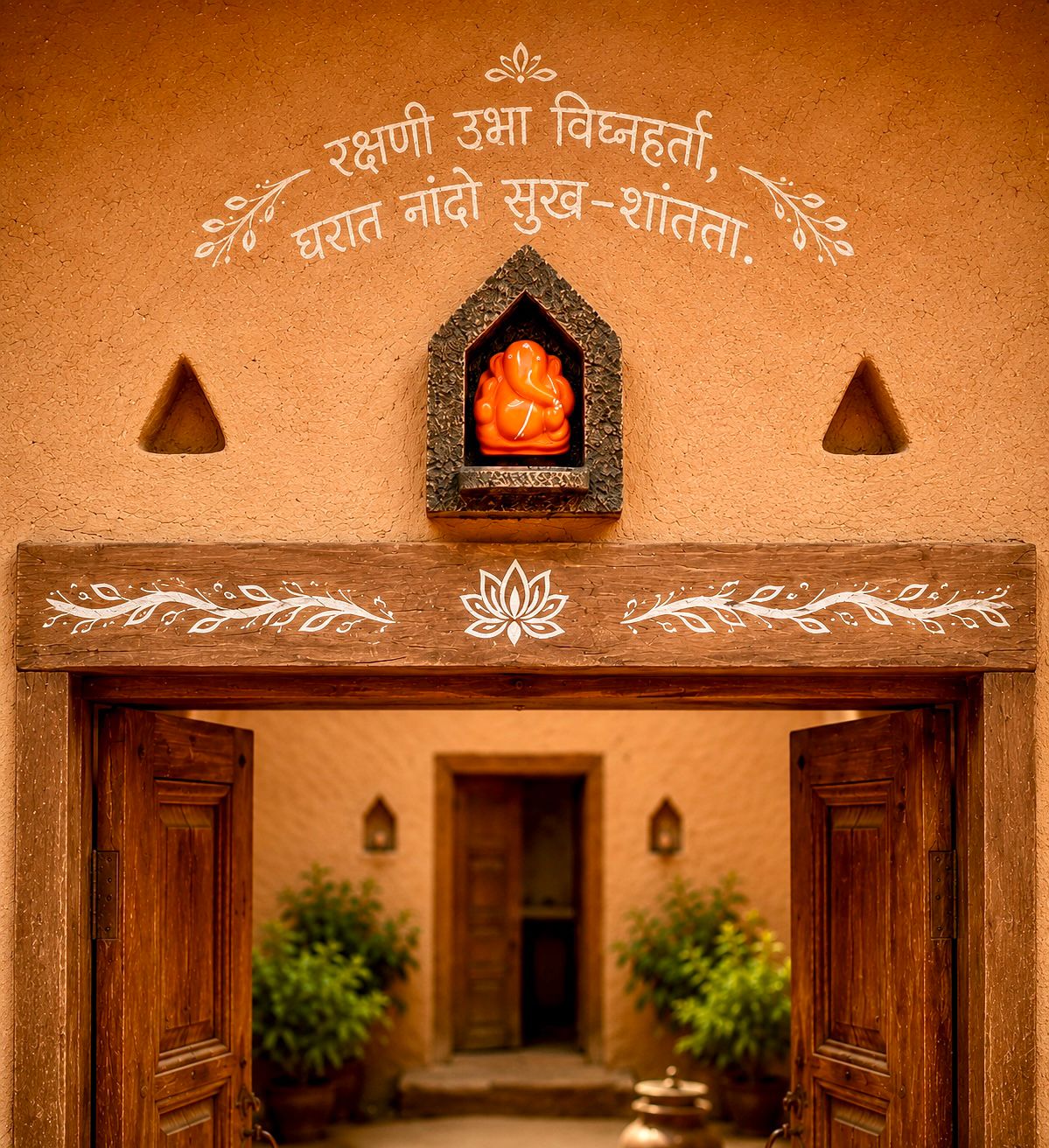 Ganesh Devali – Fiber Shrine with Terracotta Ganesha