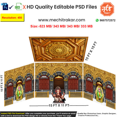 Shirdi Sai Baba Temple Theme 4 Side Stage Backdrop | Editable PSD Template by Mechitrakar