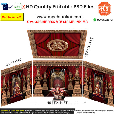  Create a majestic royal darbar for your festival or wedding with this 4-side editable PSD template,