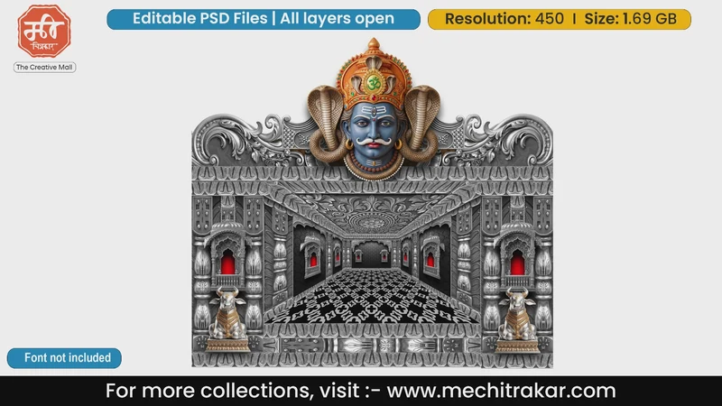 Mahadev Neelkanth: Silver Nandi Corridor Editable Social PSD Template for Designers