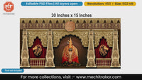 Golden Temple Goddess & Rajmudra Cultural Event Backdrop - Editable PSD Template