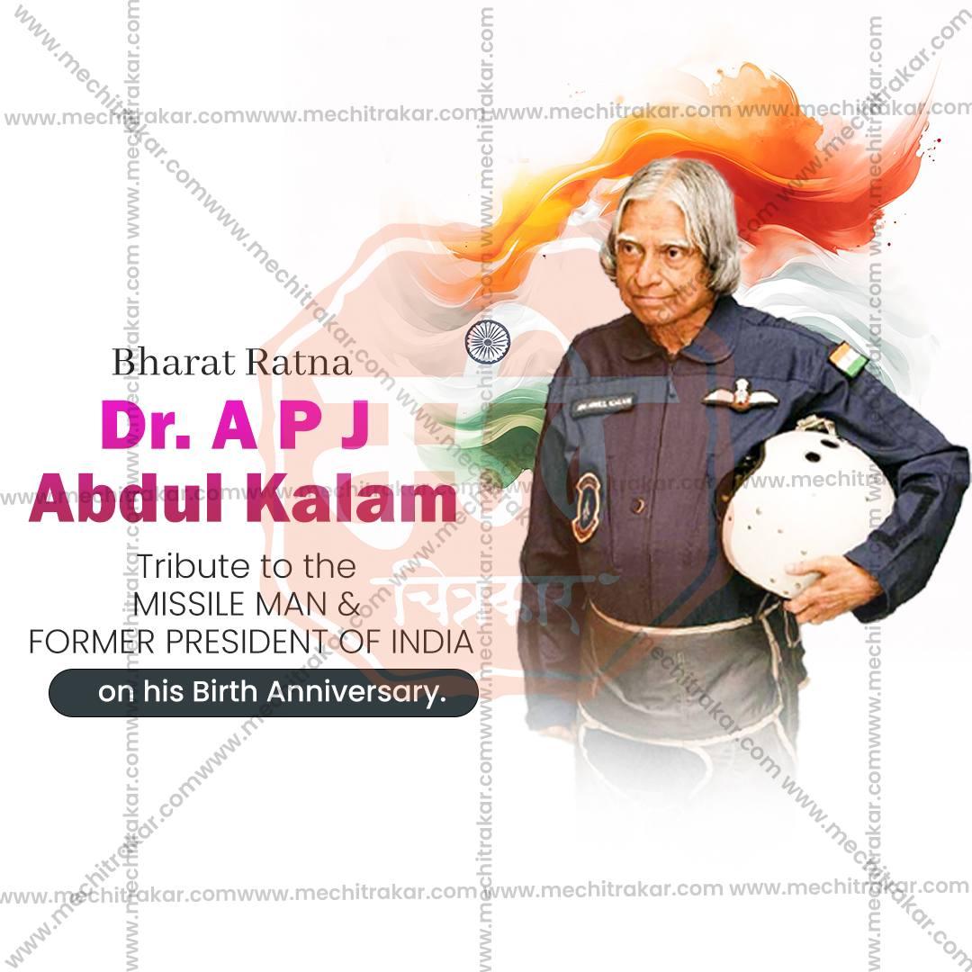 Attractive A P J Abdul Kalam Jayanti Marathi Festival Banner in Marathi, Hindi, and English - PSD and JPG by Me Chitrakar