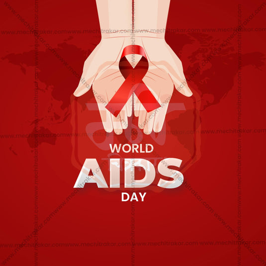 Professional World AIDS Day Template Design for Social Media in Marathi, Hindi, and English - PSD and JPG by Me Chitrakar