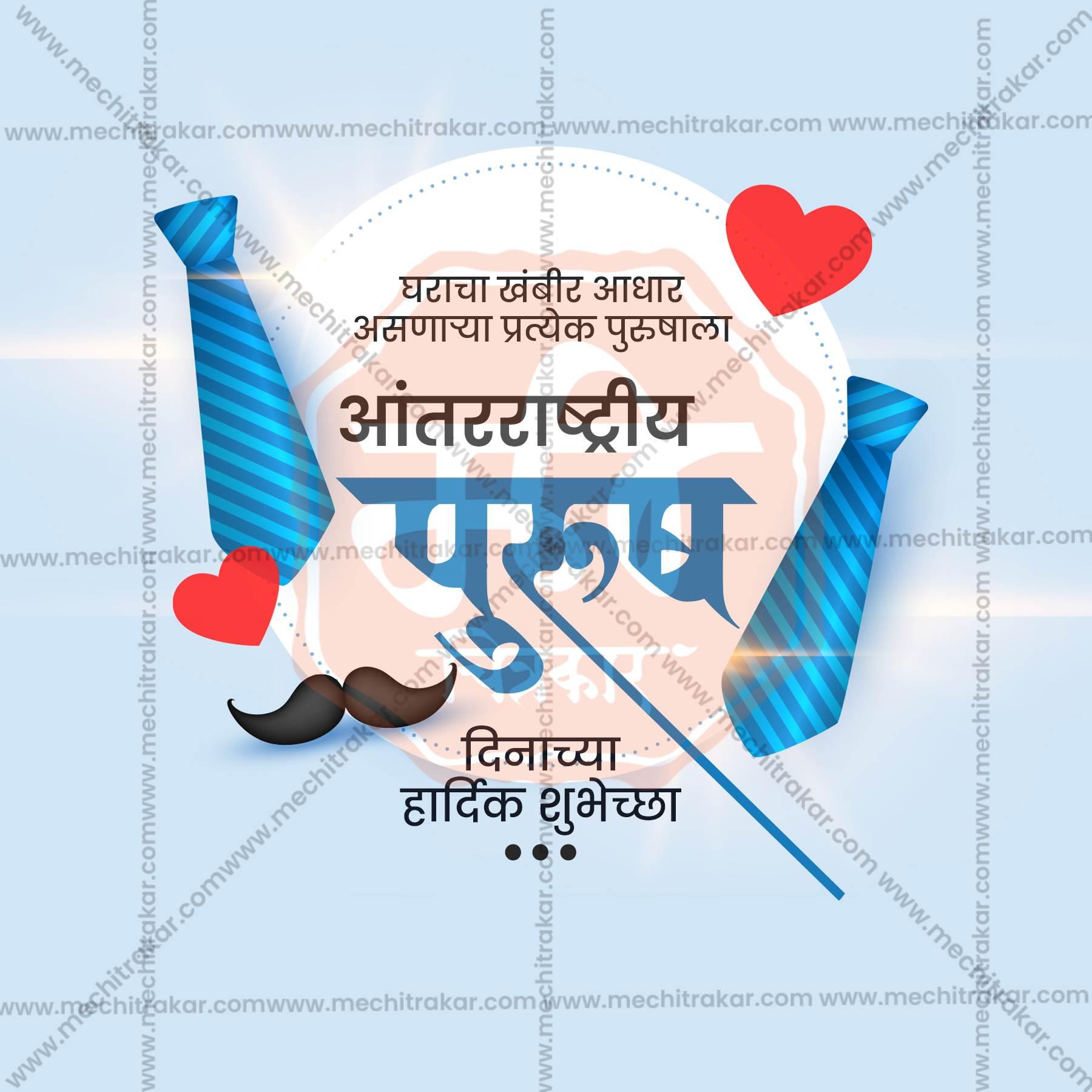 High-Quality International Men's Day Festival Flyer in Marathi, Hindi, and English - Editable PSD and JPG by Me Chitrakar