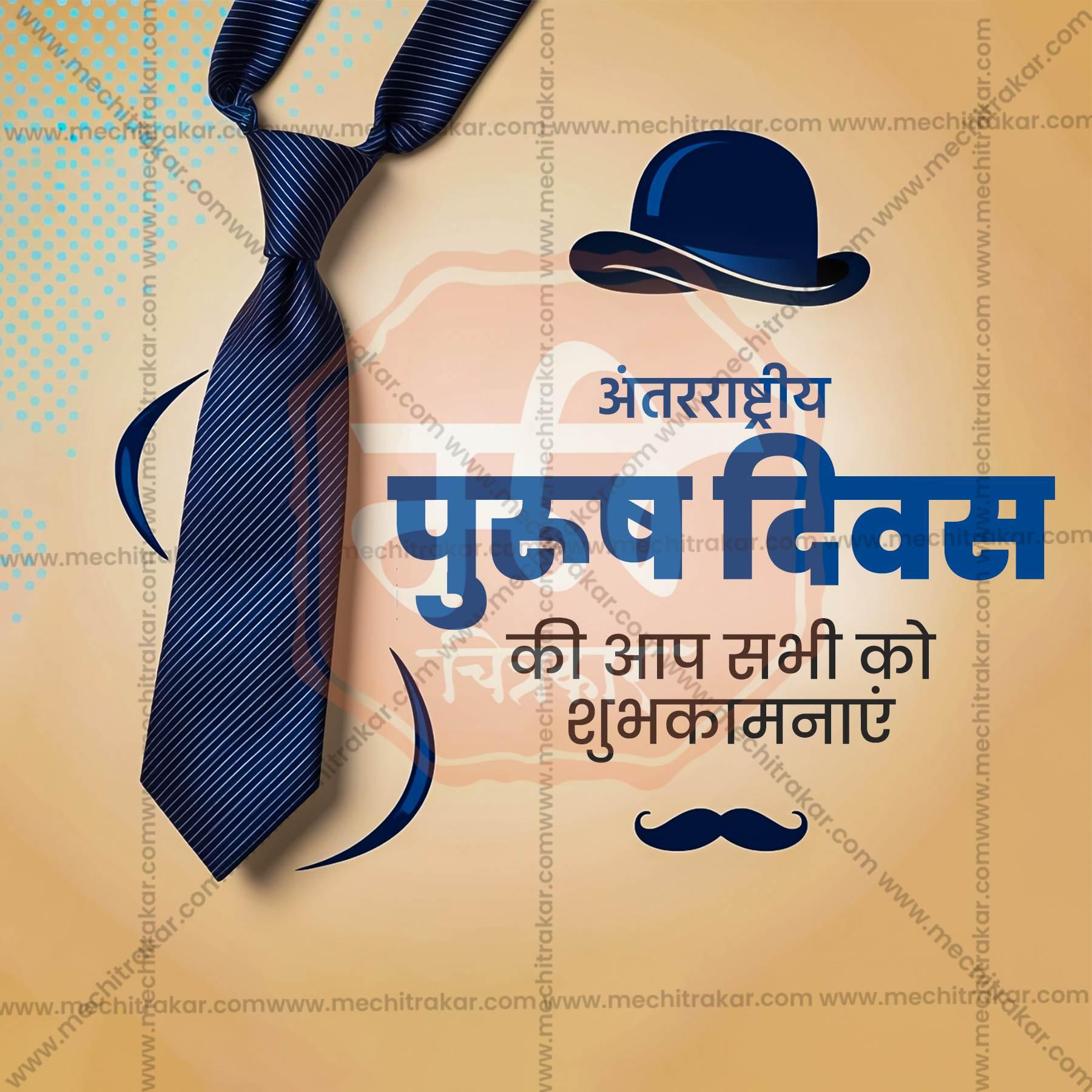 Professional International Men's Day Template Design in Marathi, Hindi, and English - High-Quality Editable PSD and JPG by Me Chitrakar