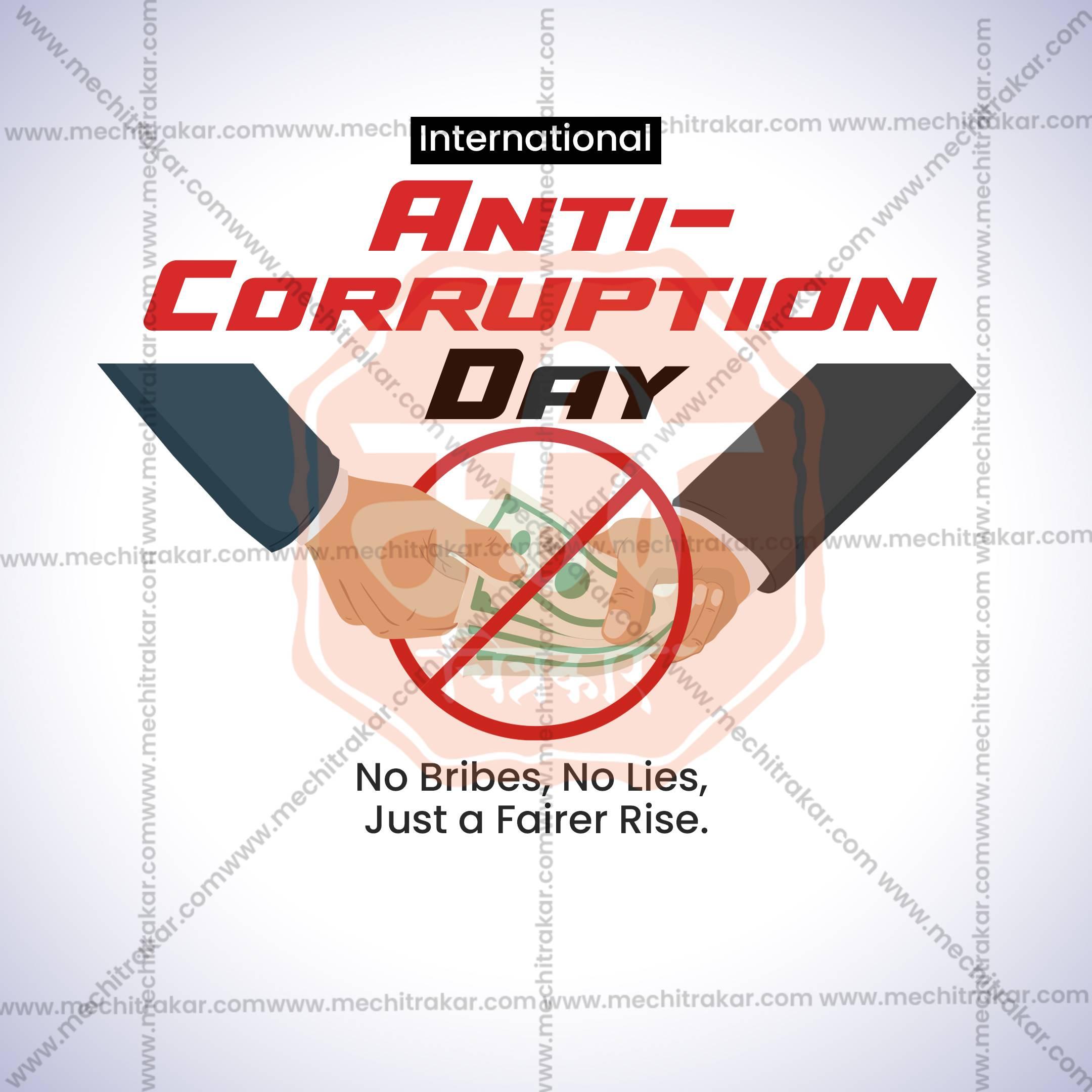 Creative International Anti-Corruption Day Marathi  editable Poster in Marathi, Hindi, and English - Editable PSD and JPG by Me Chitrakar