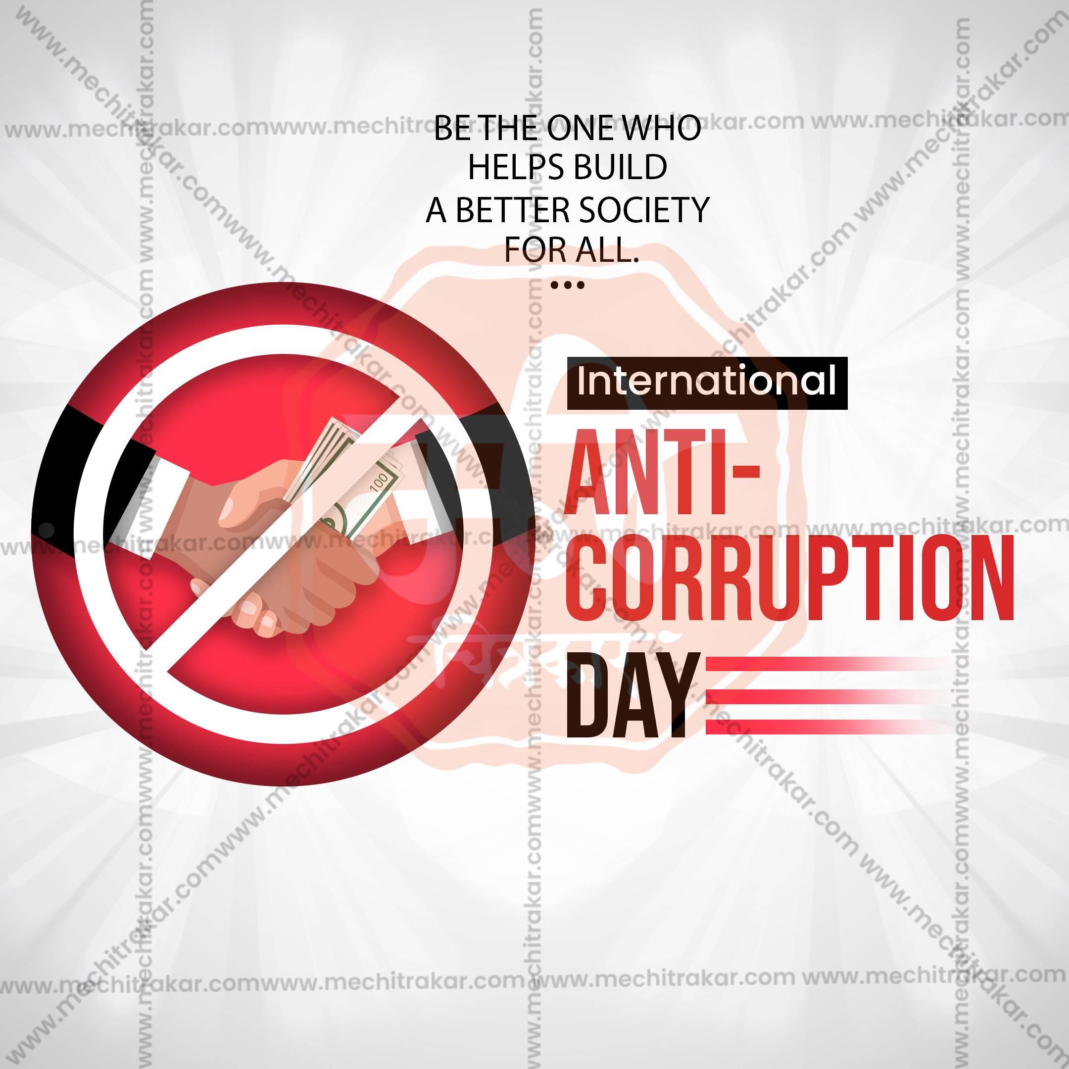 Stunning International Anti-Corruption Day Marathi  editable Banner in Marathi, Hindi, and English - Editable PSD and JPG by Me Chitrakar