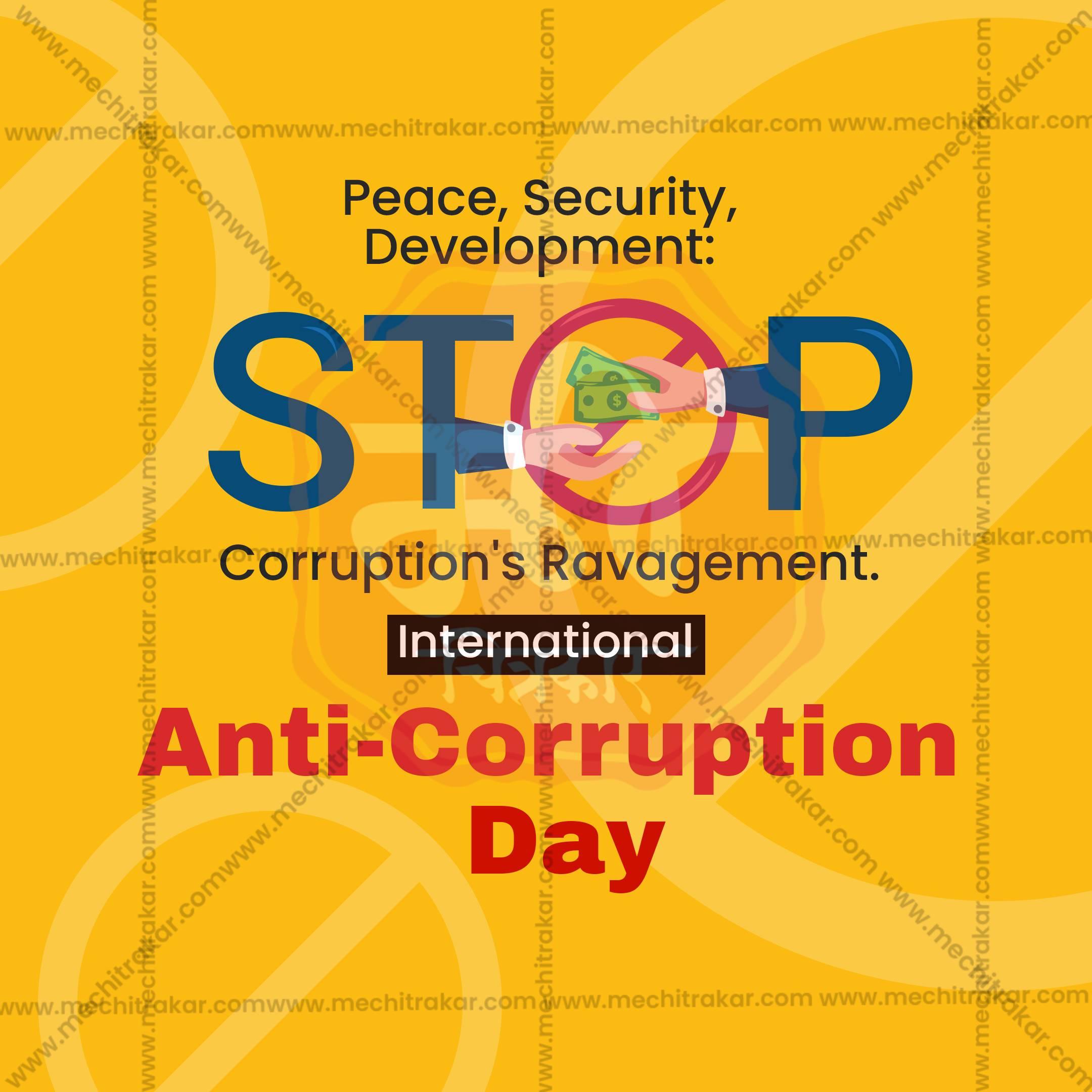 Elegant International Anti-Corruption Day Marathi  Flyer Design in Marathi, Hindi, and English - High-Quality PSD and JPG by Me Chitrakar