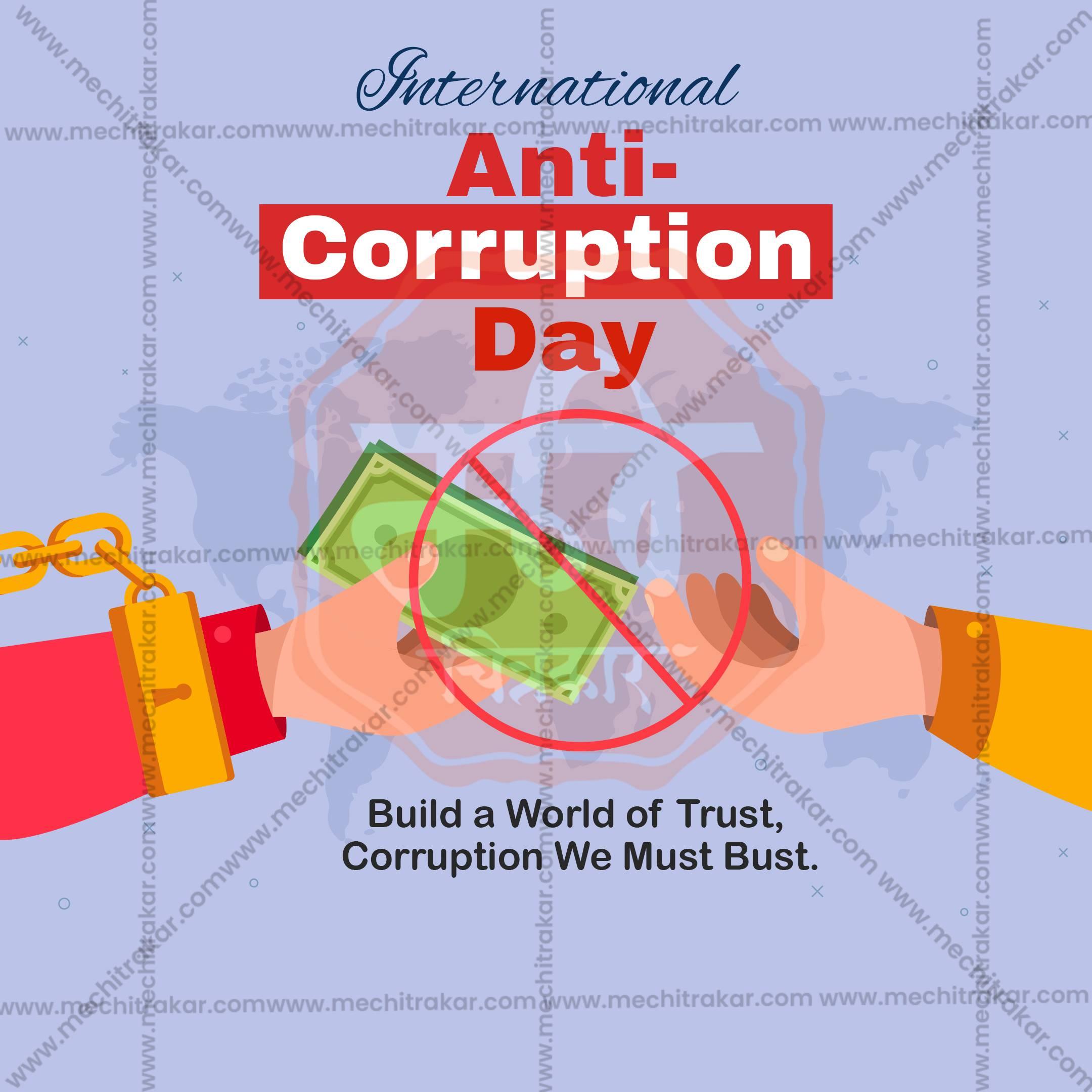 Premium International Anti-Corruption Day Marathi  editable Invitation in Marathi, Hindi, and English - Editable PSD and JPG by Me Chitrakar