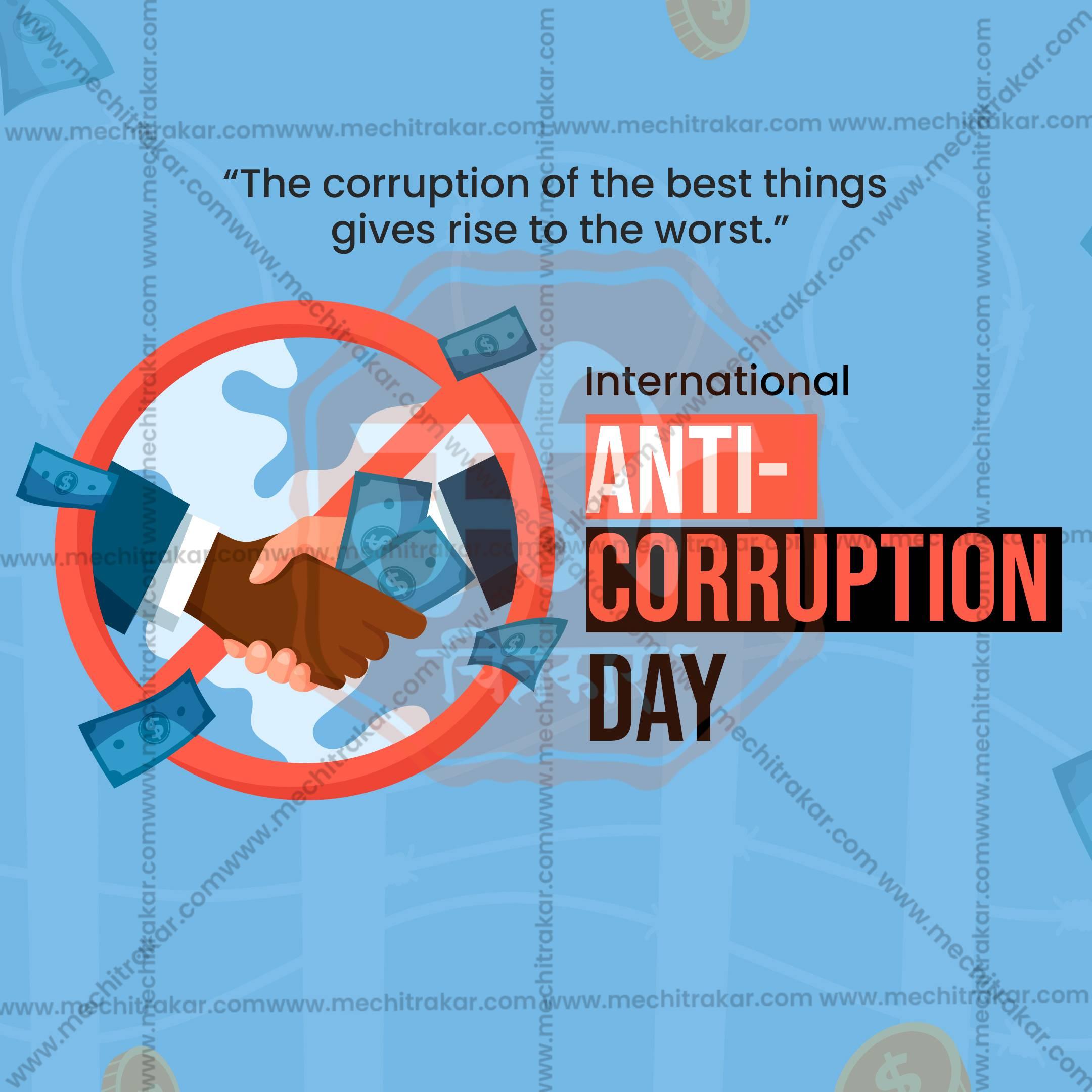 Attractive International Anti-Corruption Day Marathi  editable Banner in Marathi, Hindi, and English - PSD and JPG by Me Chitrakar