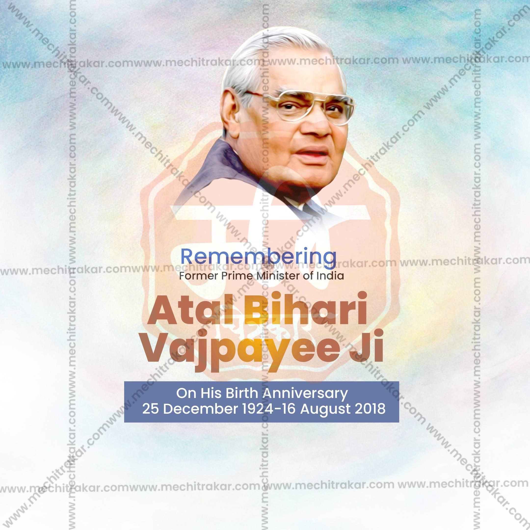 Professional Atal Bihari Vajpayee Jayanti Template Design in Marathi, Hindi, and English - High-Quality Editable PSD and JPG by Me Chitrakar