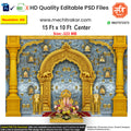 An editable PSD backdrop for pandal decoration in the Dagadusheth Halwai Mandir theme.