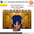 A golden temple mandap with a floral border for festival pandal decoration, as an editable PSD.