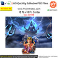 A cosmic Mahadev theme backdrop with Lord Shiva and trishuls for pandal decoration, as an editable PSD