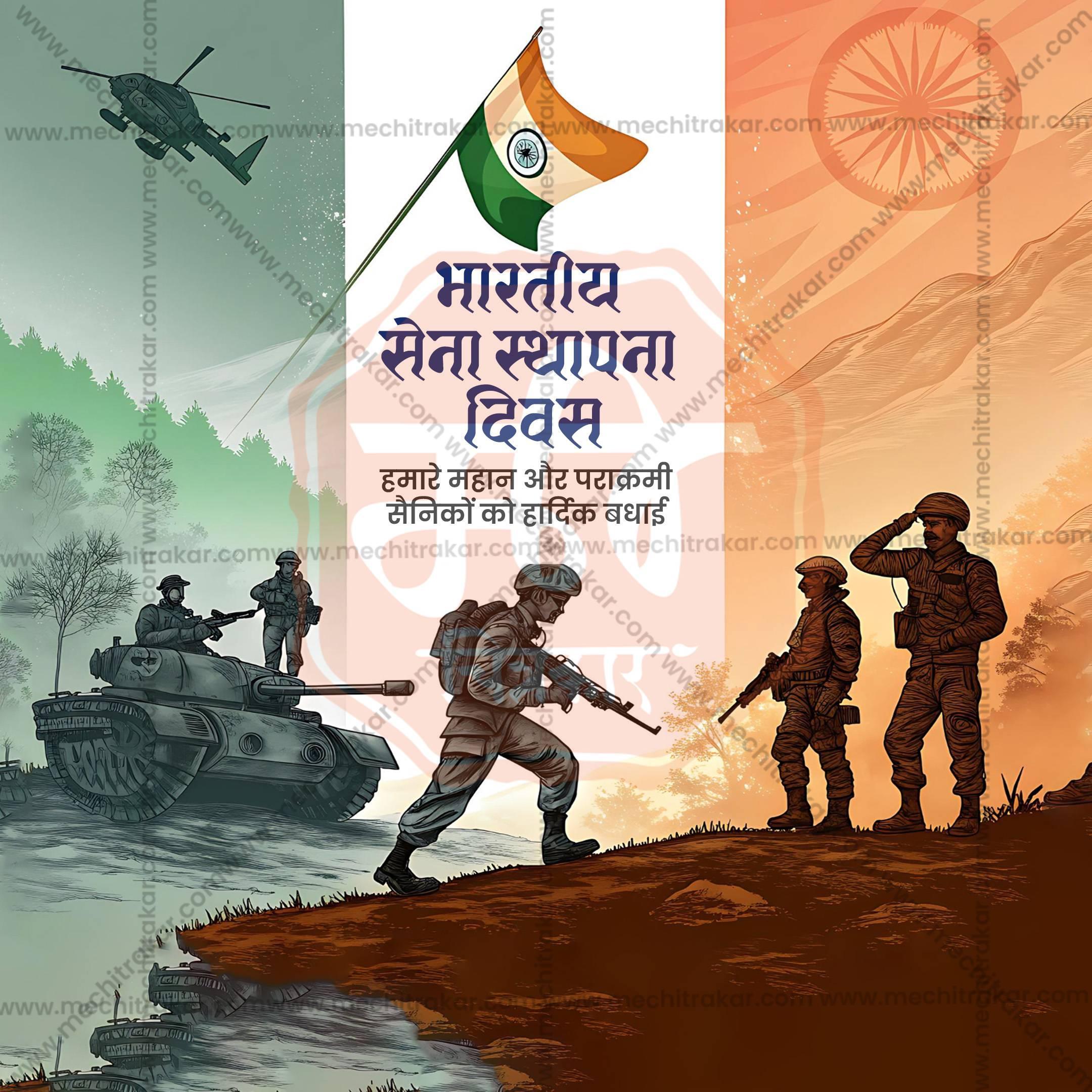 Indian Army Foundation Day social media template editable PSD for greetings