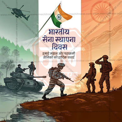 Indian Army Foundation Day social media template editable PSD for greetings