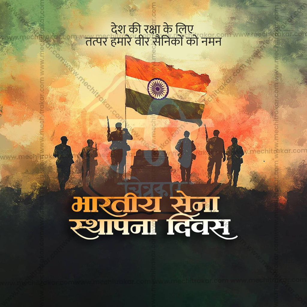 Bhartiya Lashkar Sthapna Din Instagram post editable PSD with tricolor background