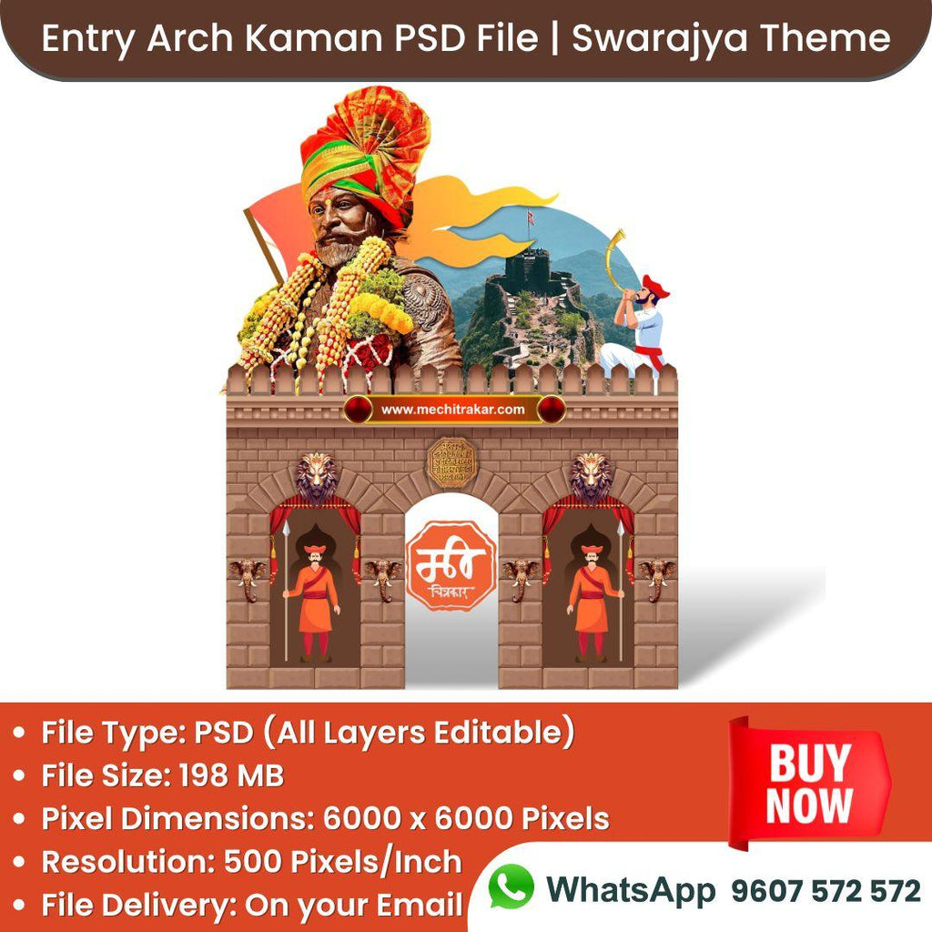 Swarajya Theme Entry Arch and Kamaan Template - Creative Editable PSD File - Mechitrakar