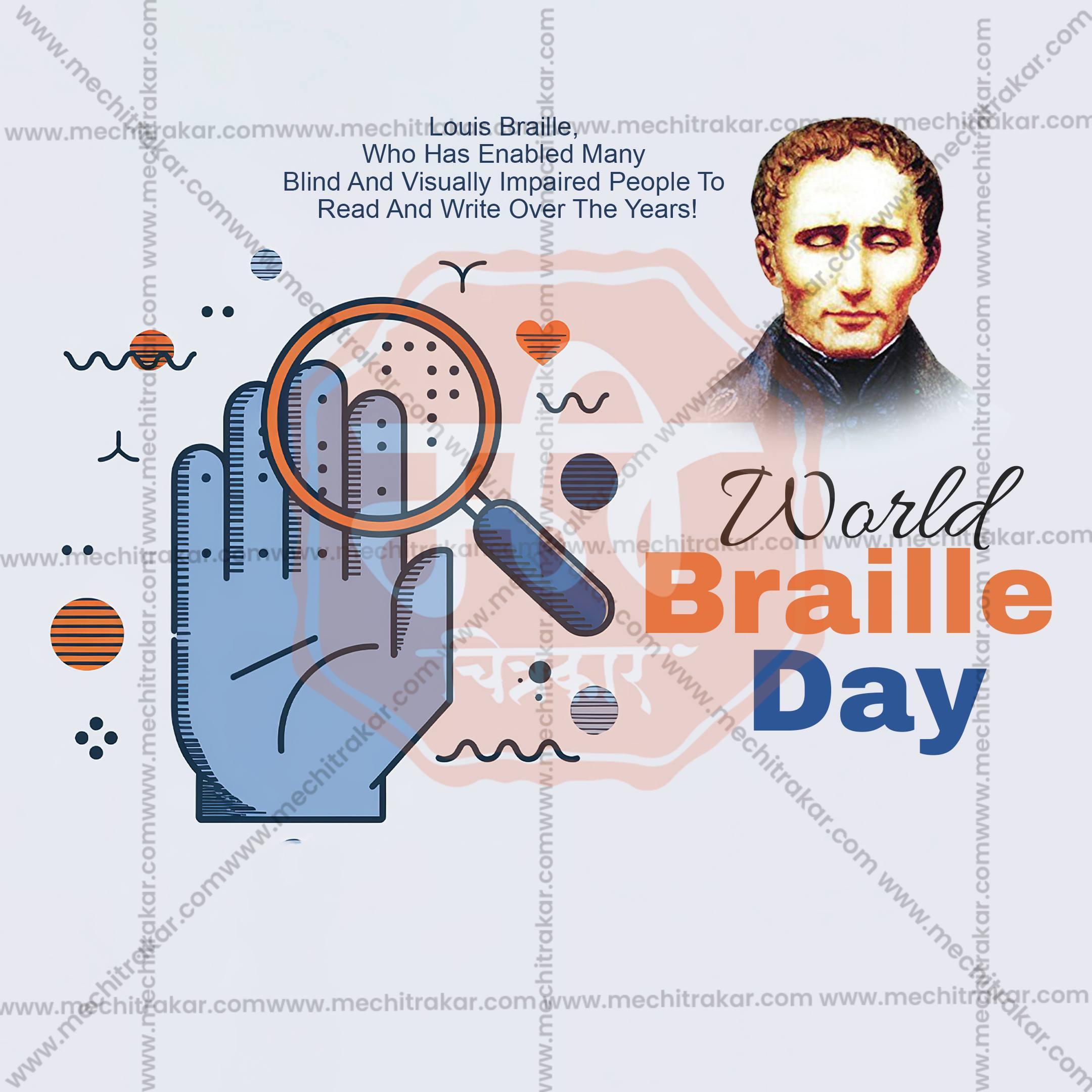 High-Quality World Braille Day editable Social Media Post in Marathi, Hindi, and English - PSD and JPG by Me Chitrakar