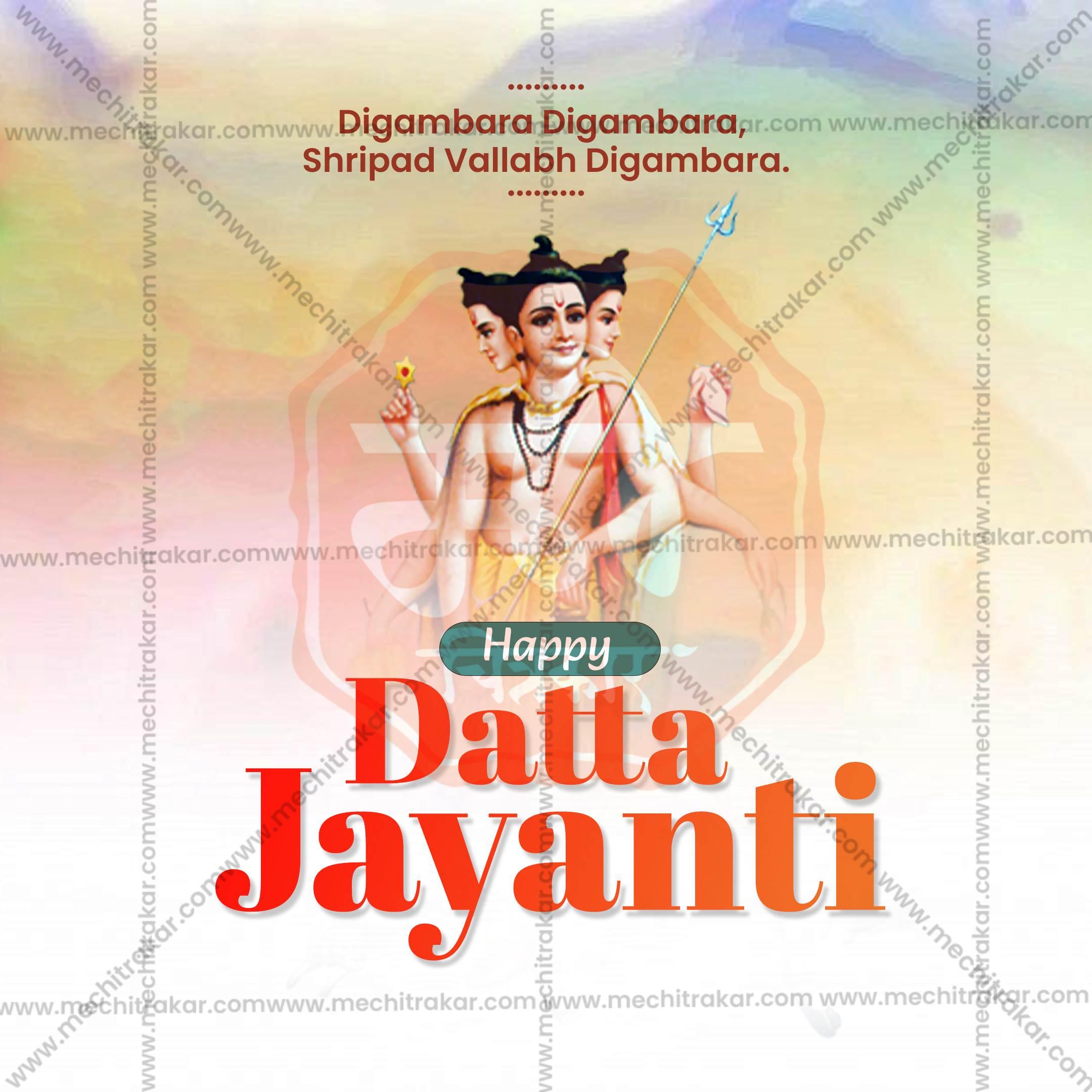 Creative Datta Jayanti editable Poster in Marathi, Hindi, and English - Editable PSD and JPG by Me Chitrakar