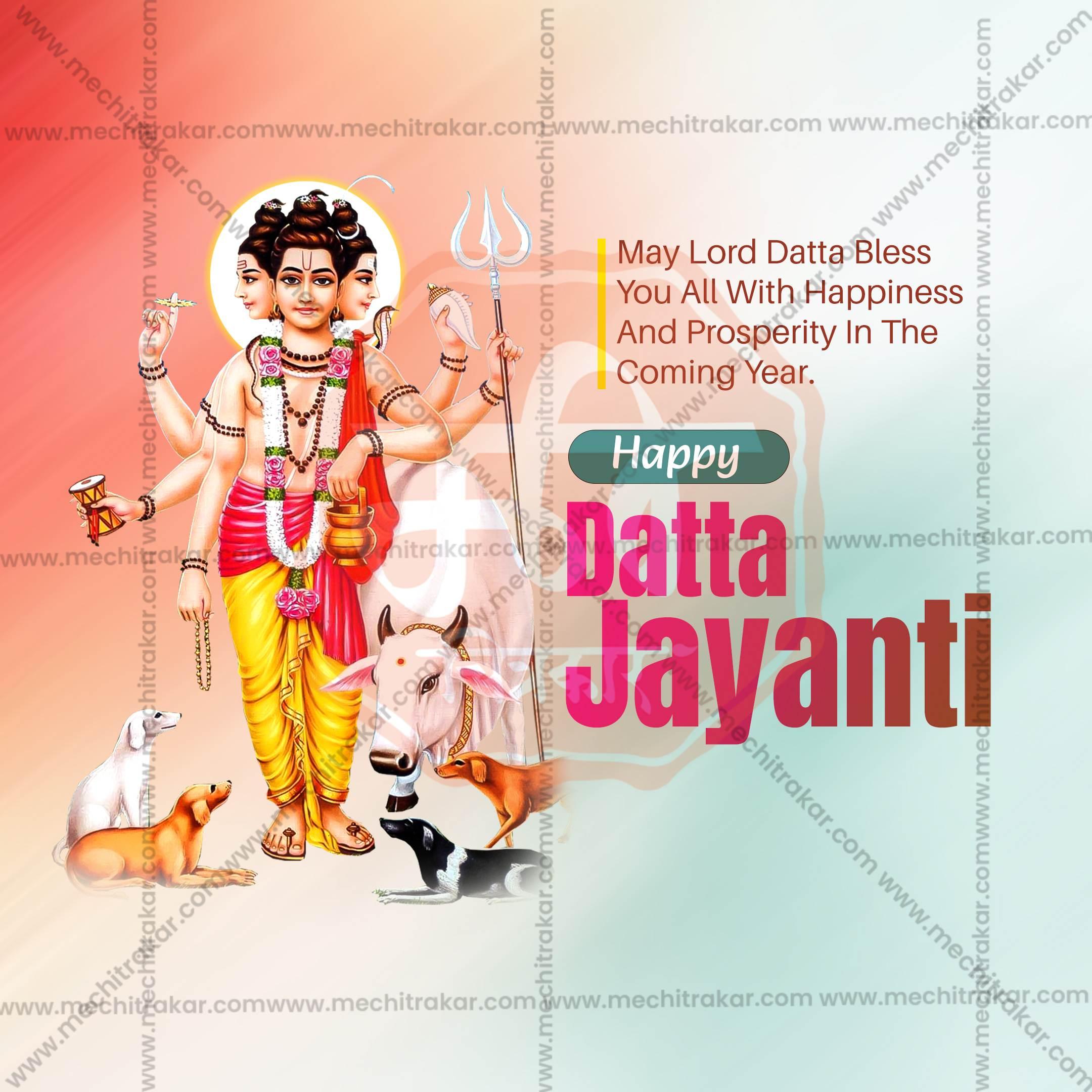 High-Quality Datta Jayanti editable Social Media Post in Marathi, Hindi, and English - PSD and JPG by Me Chitrakar