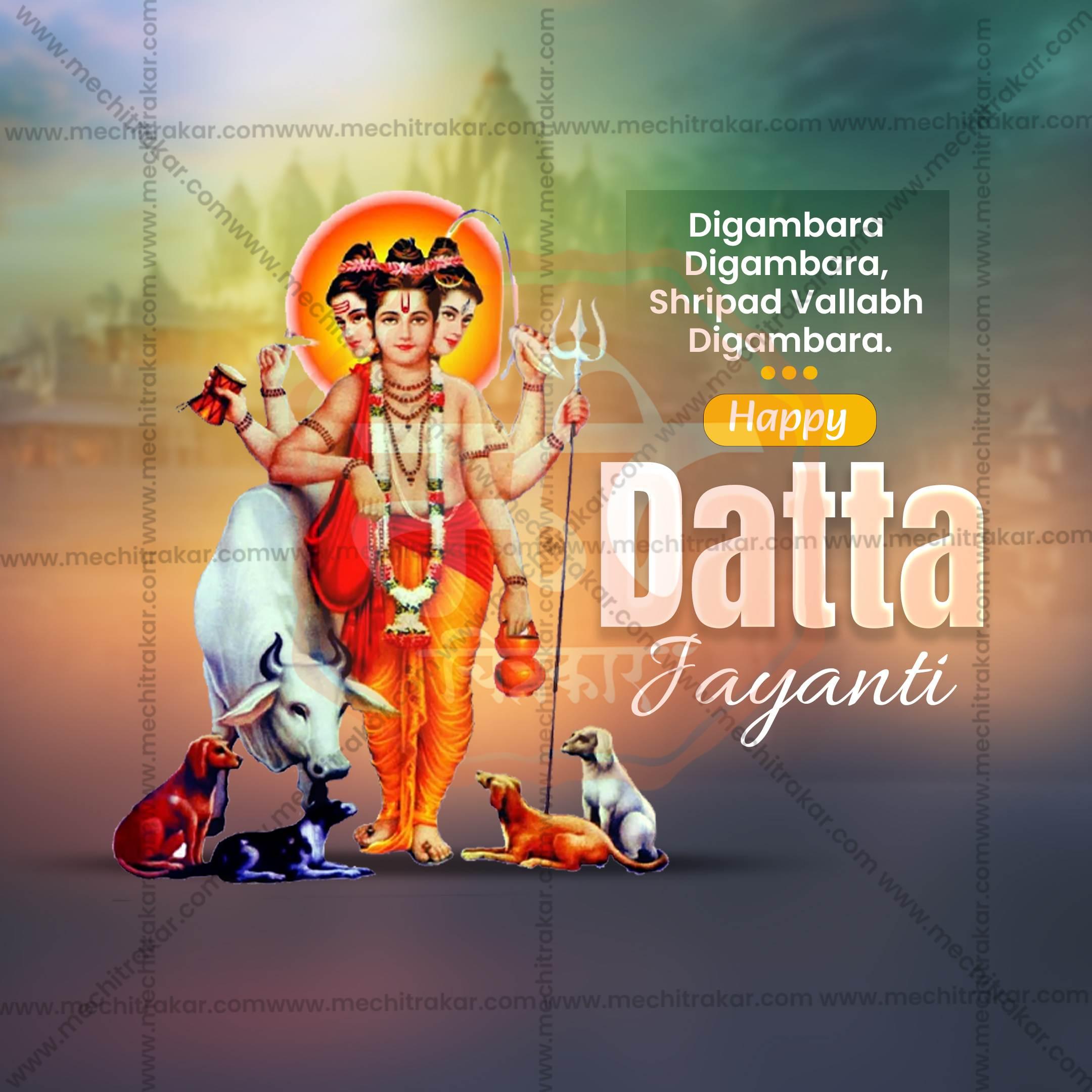 Attractive Datta Jayanti editable Banner in Marathi, Hindi, and English - PSD and JPG by Me Chitrakar