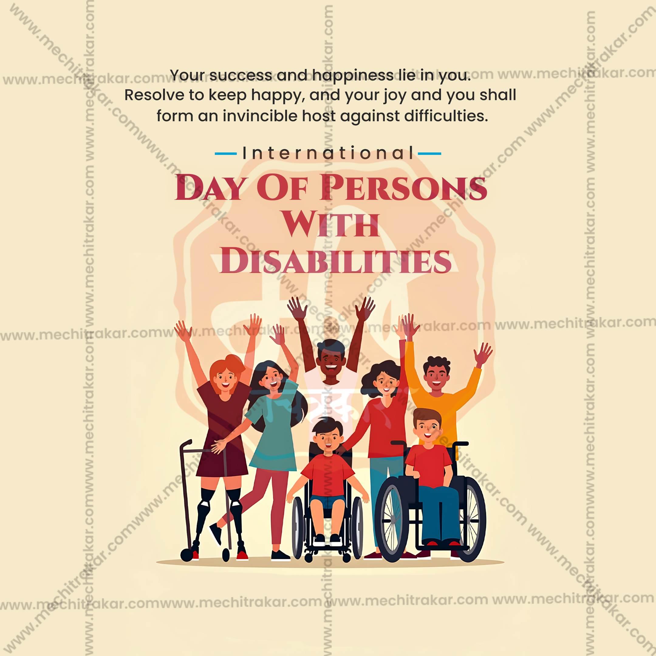 Professional International Day of Persons with Disabilities Template Design for Social Media in Marathi, Hindi, and English - PSD and JPG by Me Chitrakar
