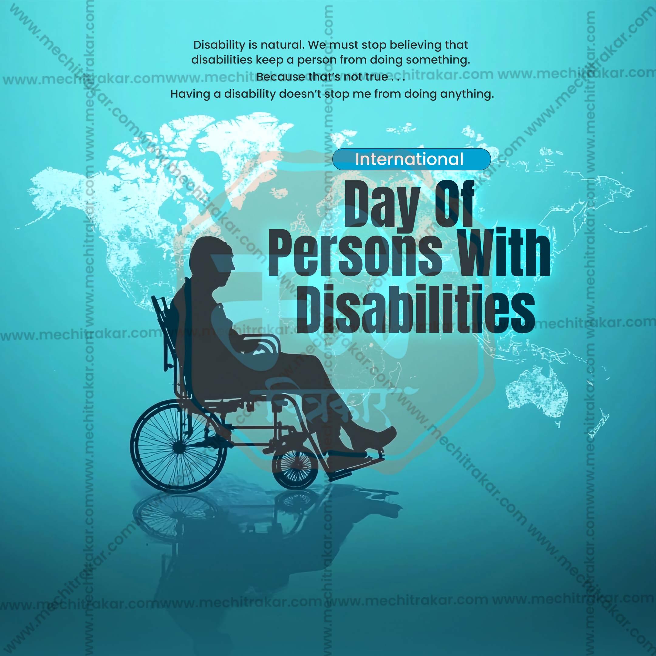 Professional International Day of Persons with Disabilities Template Design in Marathi, Hindi, and English - High-Quality Editable PSD and JPG by Me Chitrakar