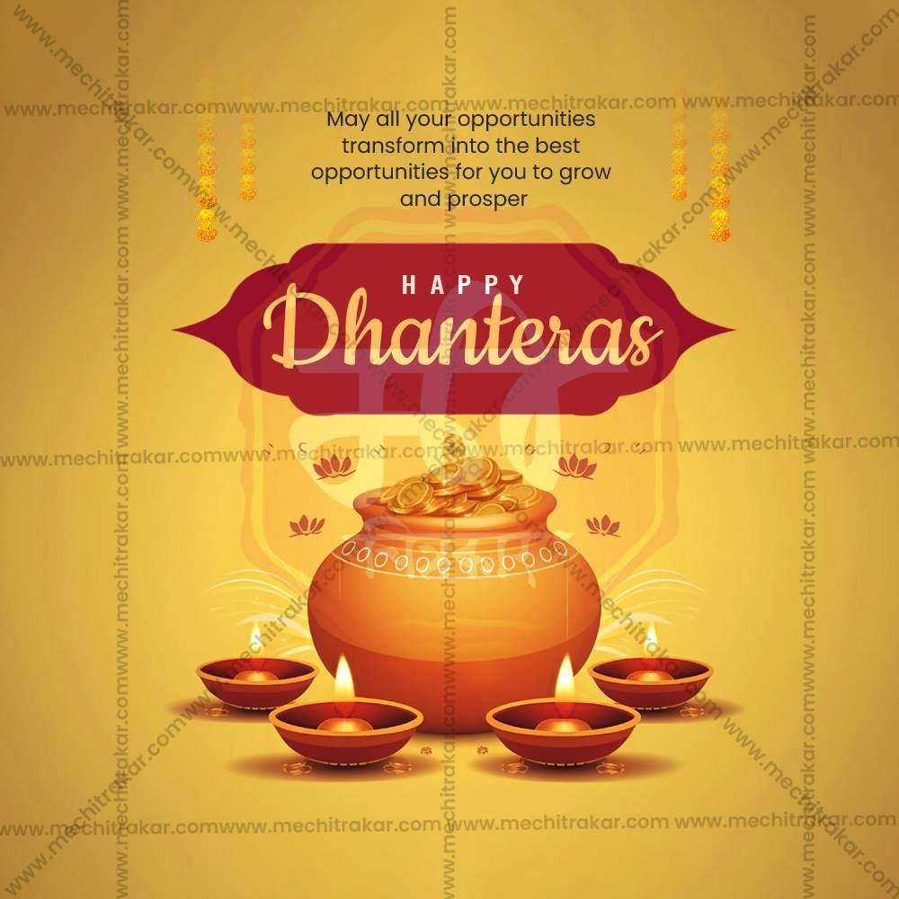 Professional Dhanteres Template Design for Social Media in Marathi, Hindi, and English - PSD and JPG by Me Chitrakar