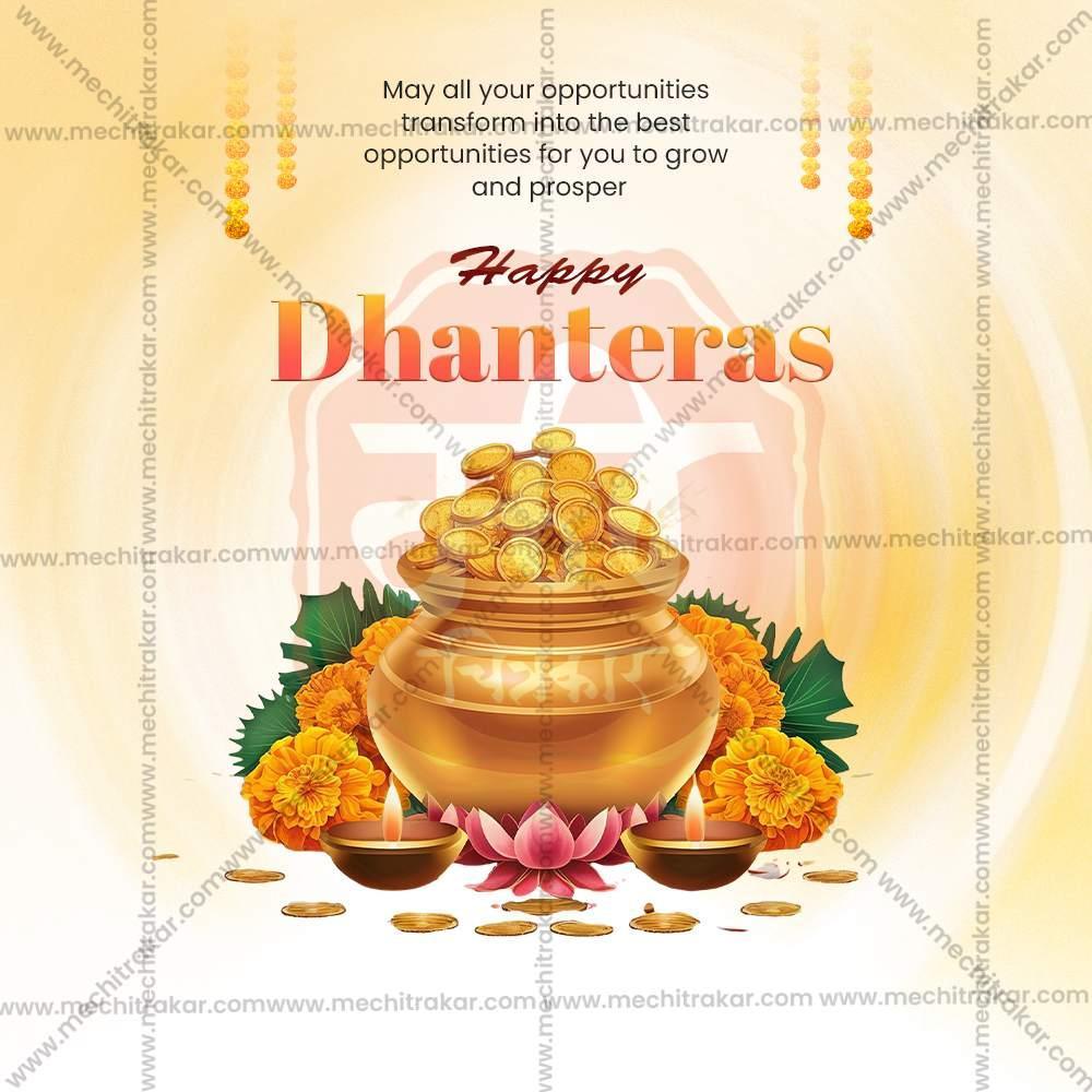 Premium Dhanteres Festival Invitation in Marathi, Hindi, and English - Editable PSD and JPG by Me Chitrakar