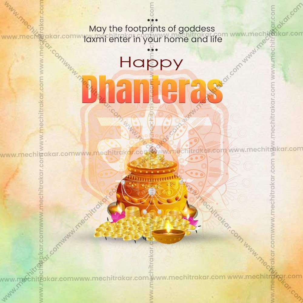 Beautiful Dhanteres Event Poster in Marathi, Hindi, and English - High-Quality Editable PSD and JPG by Me Chitrakar