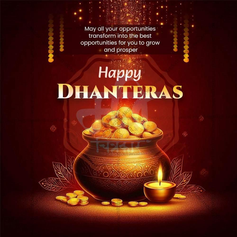 High-Quality Dhanteres Festival Flyer in Marathi, Hindi, and English - Editable PSD and JPG by Me Chitrakar