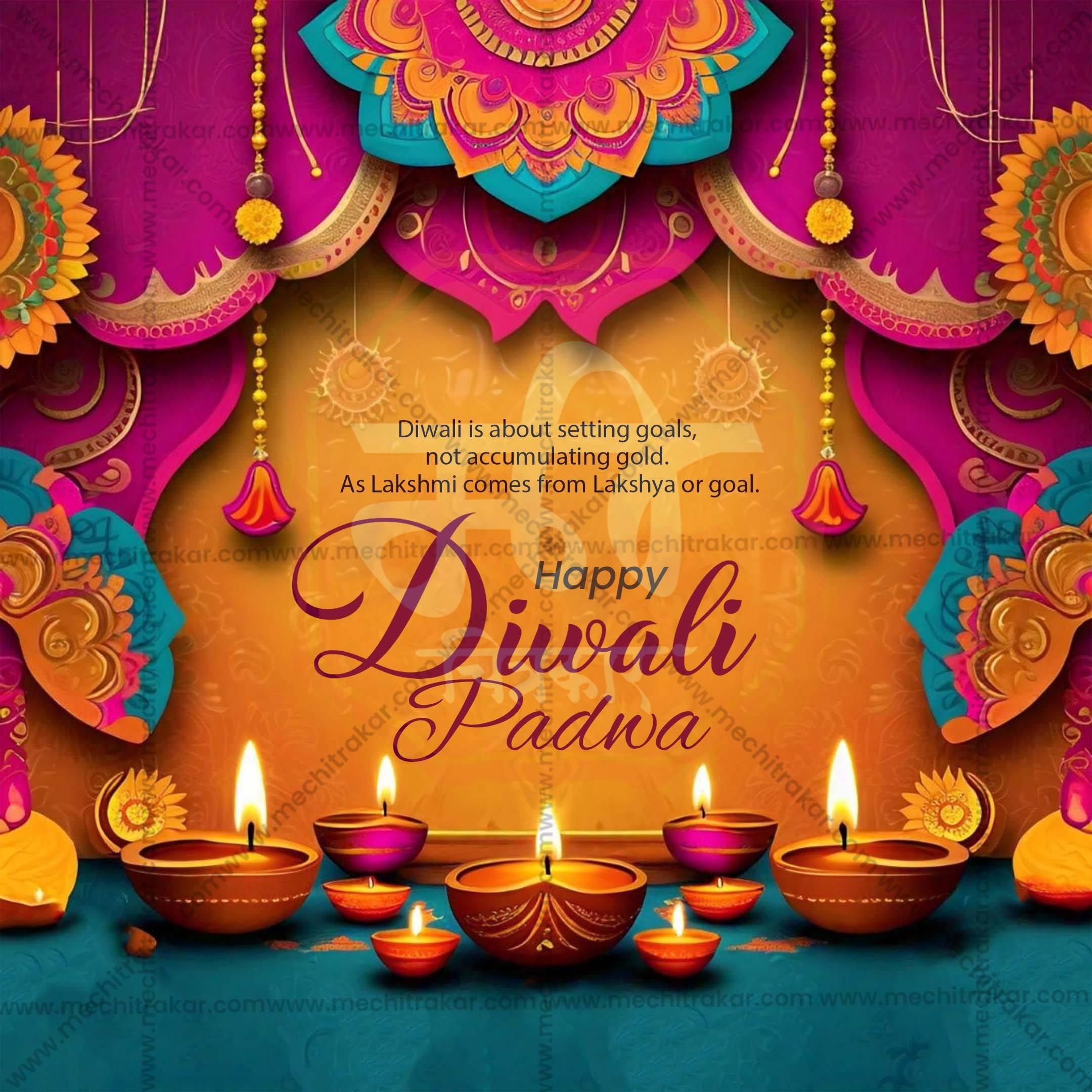 Professional Diwali Padwa Template Design in Marathi, Hindi, and English - High-Quality Editable PSD and JPG by Me Chitrakar