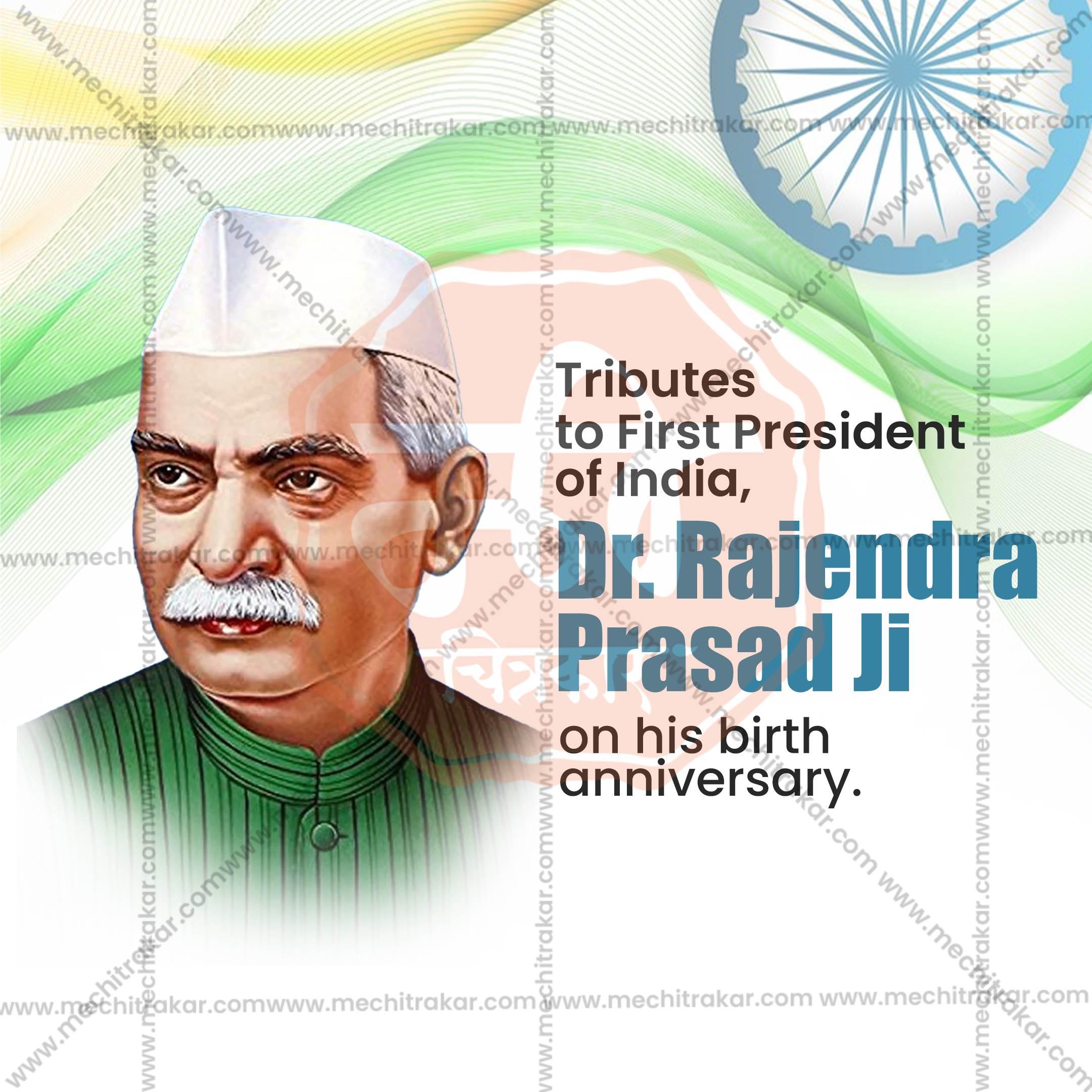 Creative Dr. Rajendra Prasad Jayanti editable Poster in Marathi, Hindi, and English - Editable PSD and JPG by Me Chitrakar