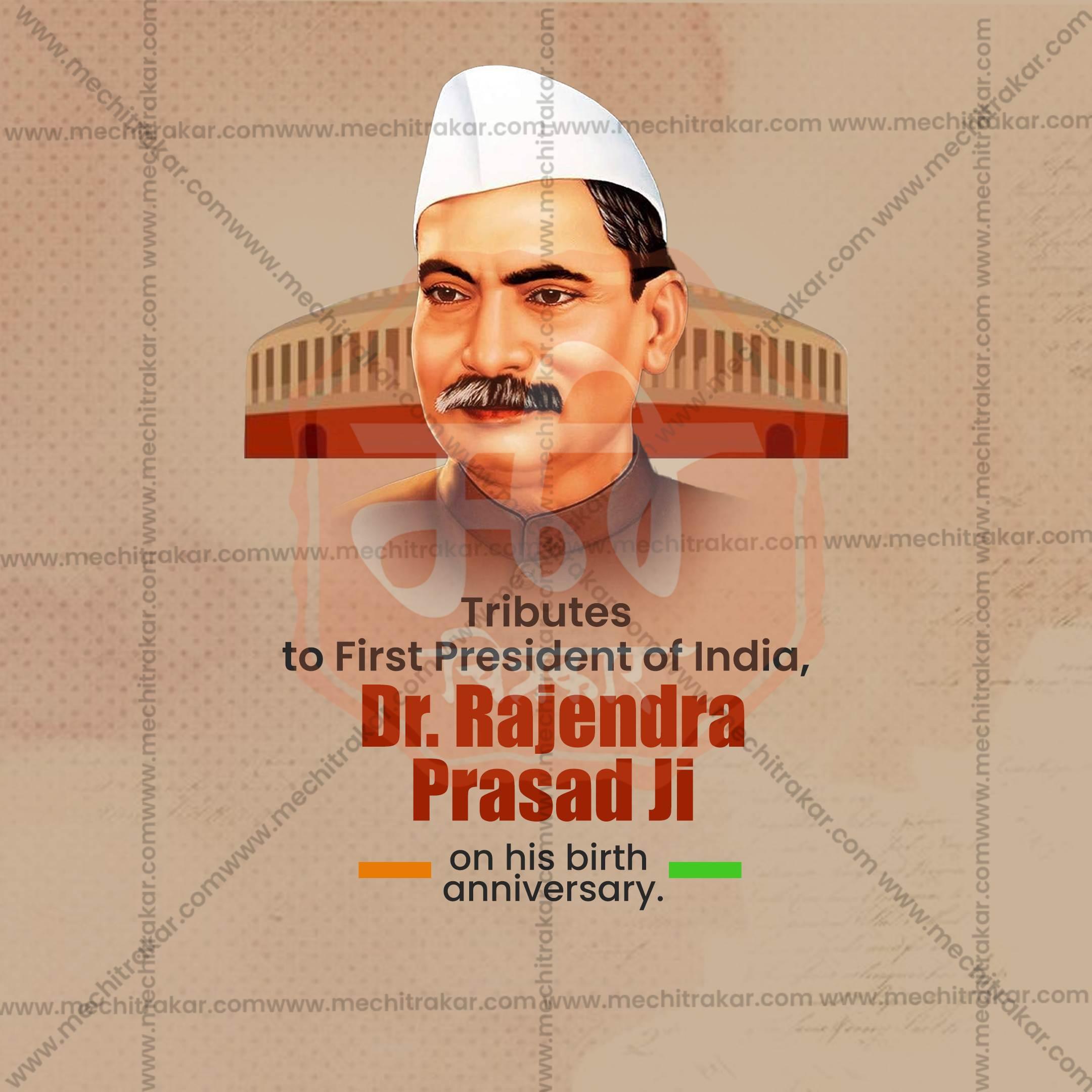High-Quality Dr. Rajendra Prasad Jayanti editable Social Media Post in Marathi, Hindi, and English - PSD and JPG by Me Chitrakar