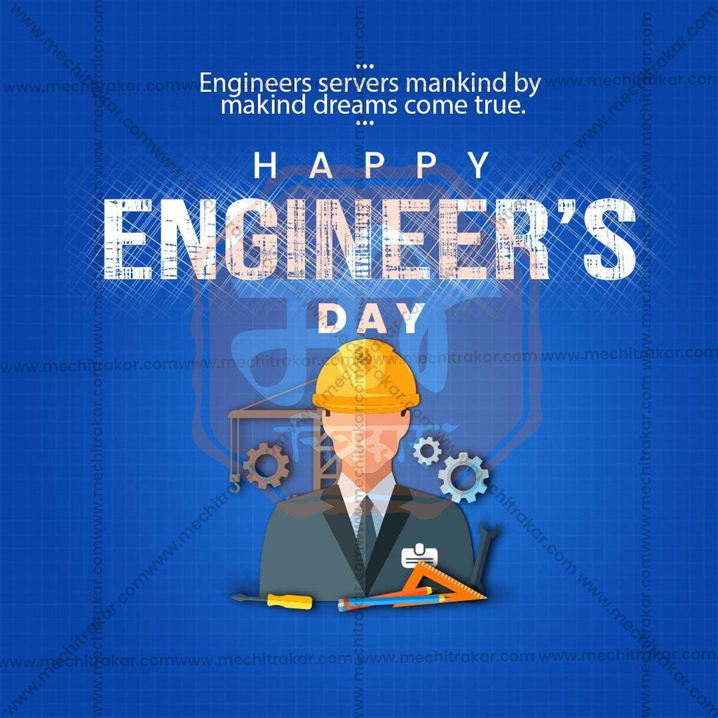Professional Engineer's Day Template Design for Social Media in Marathi, Hindi, and English - PSD and JPG by Me Chitrakar