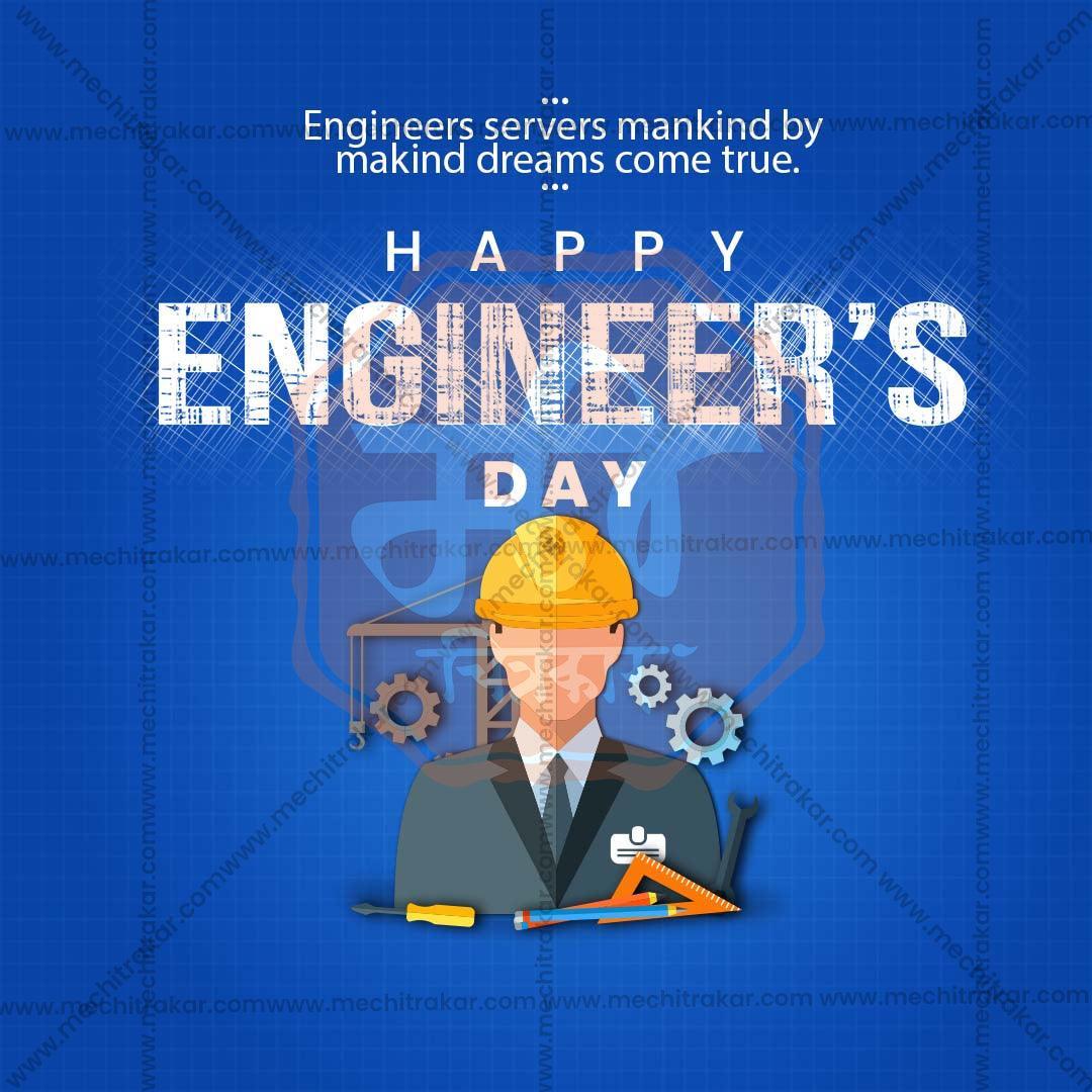 Professional Engineer's Day Template Design for Social Media in Marathi, Hindi, and English - PSD and JPG by Me Chitrakar