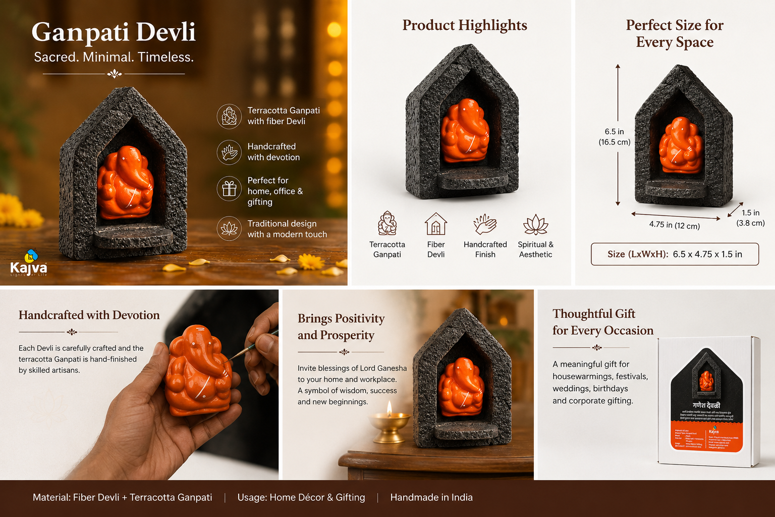 Ganesh Devali – Fiber Shrine with Terracotta Ganesha