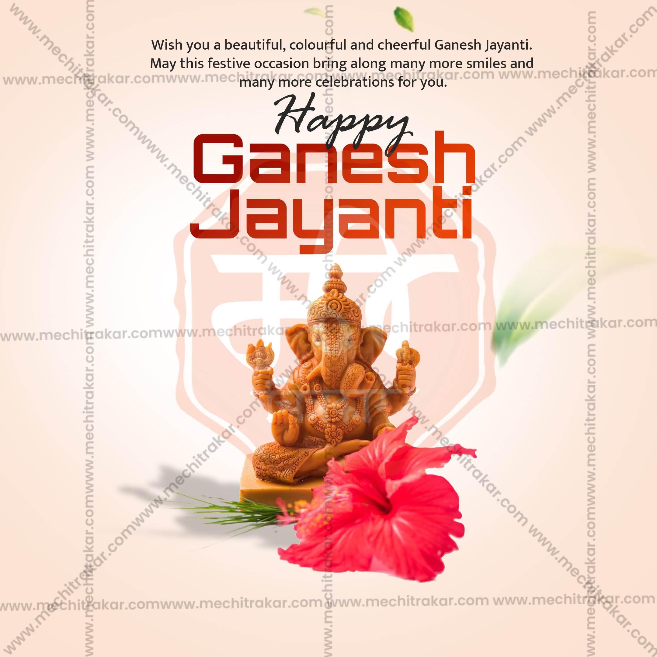 Creative Ganesh Jayanti Template editable Poster in Marathi, Hindi, and English - Editable PSD and JPG by Me Chitrakar