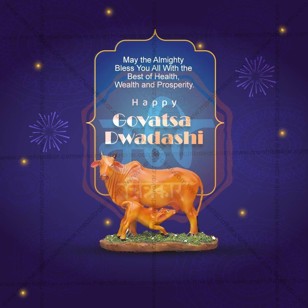 High-Quality Govatsa Dwadashi Festival Social Media Post in Marathi, Hindi, and English - PSD and JPG by Me Chitrakar